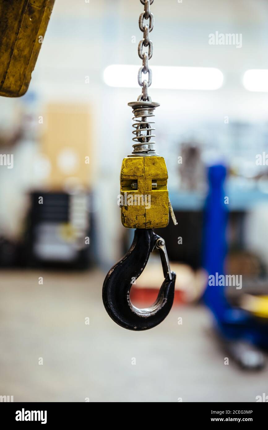 Hook in a mechanical workshop Stock Photo