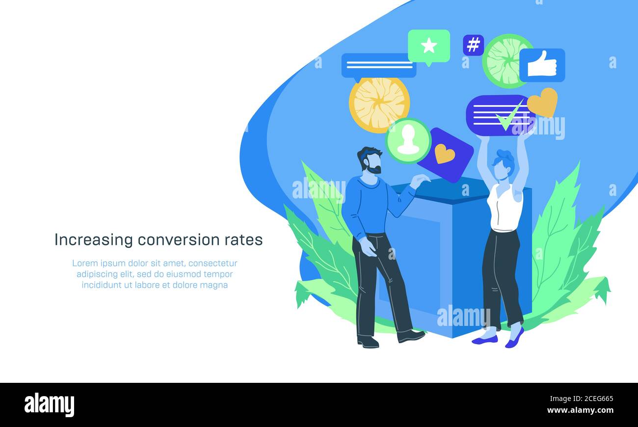  banner on topic of leads generation and conversion rate, flat
