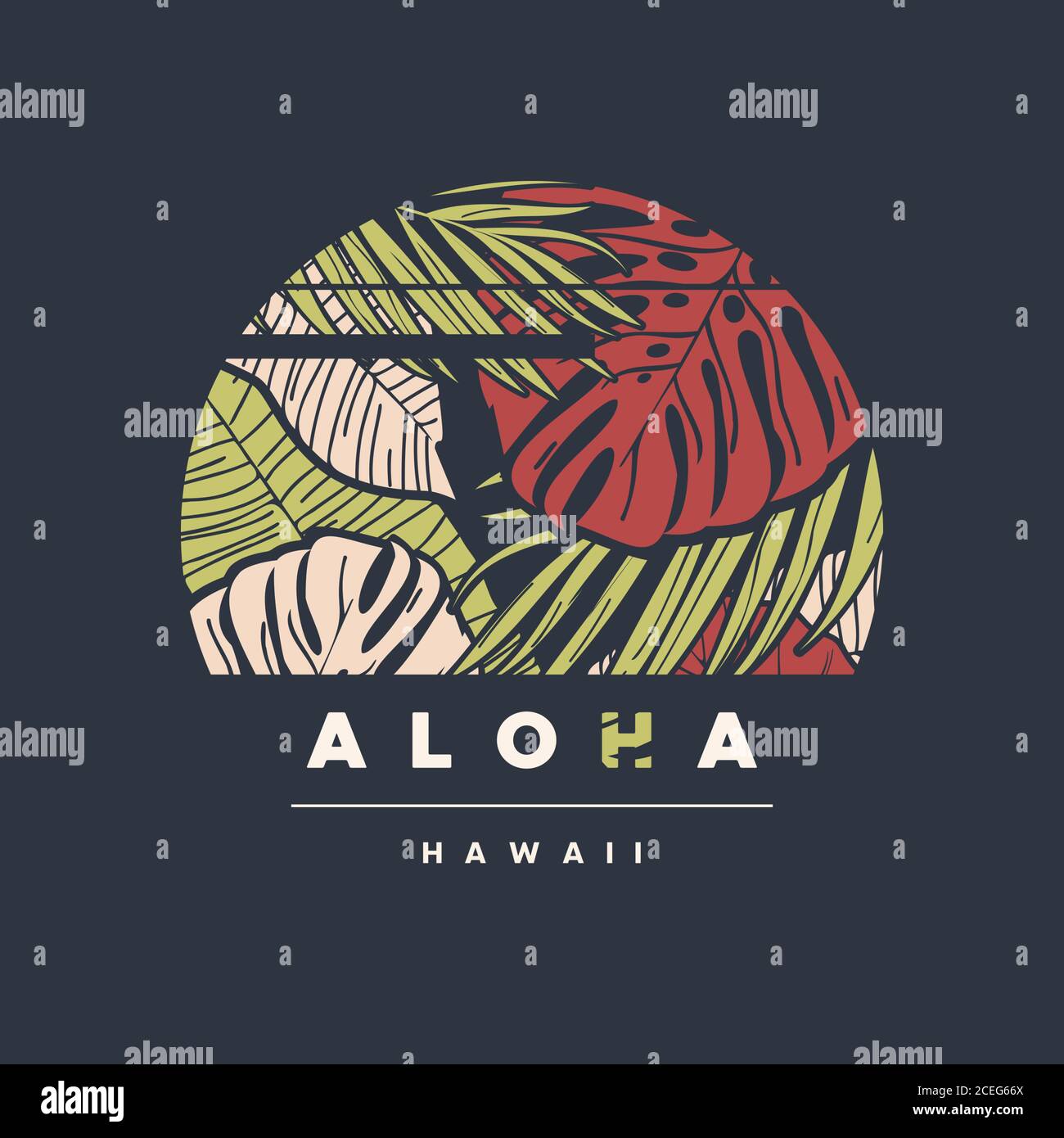 Aloha Hawaii. Colorful tropical vector t-shirt design, poster, print ...