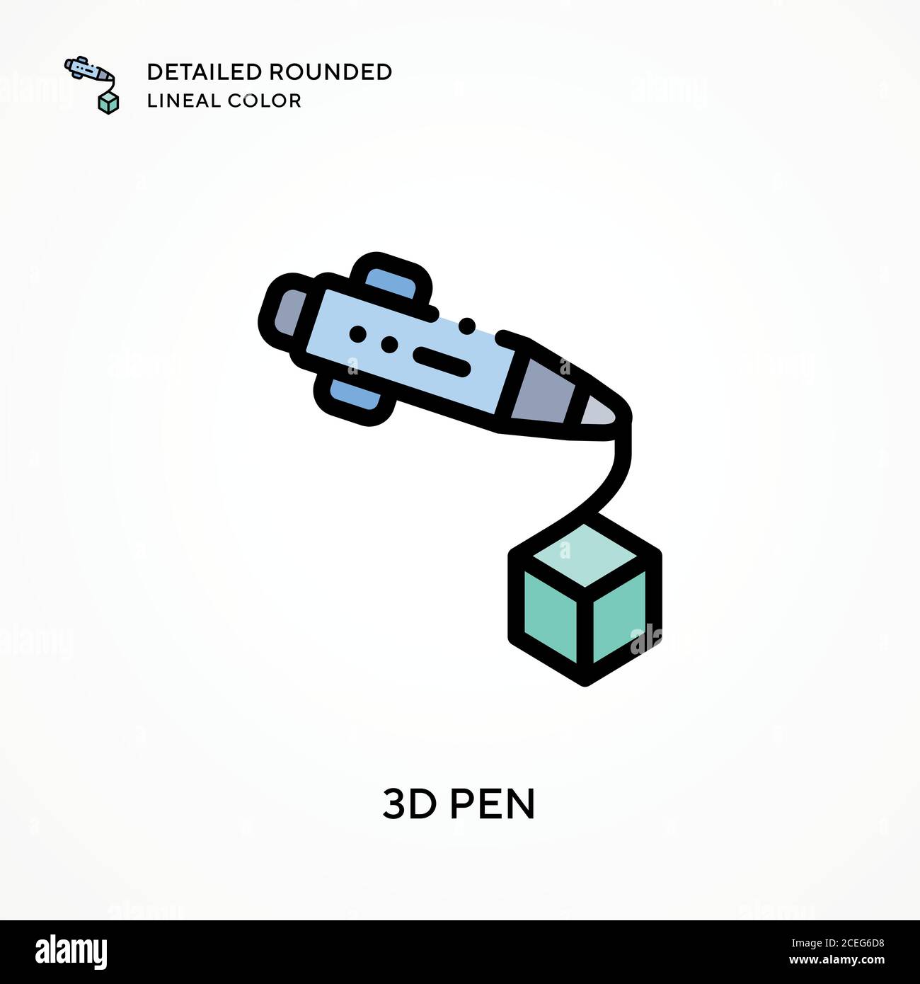 3d pen detailed rounded lineal color. Modern vector illustration ...
