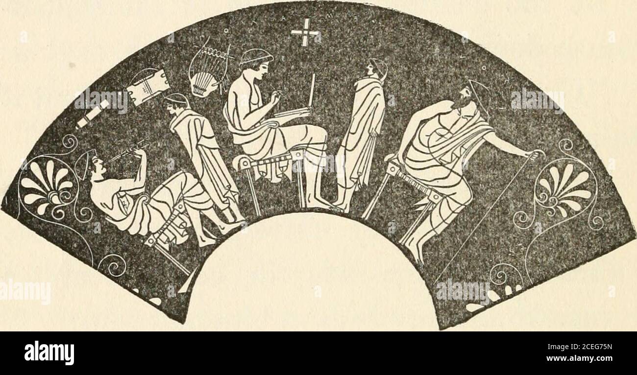 . Men of old Greece, by Jennie Hall. dle of 227 tablets and hooks. Socrates took his fathershand and smiled up at him. You are my pedagogue, fatlier. Youare heller than any servant. Yes, and here1 we go.v And they fell inat the end of the line. As the column turned in at the school-house door, Socrates left his father, saying: Good-by, father, Ill tell you all about itto-night. The building where they were turning in was a one-story white-plastered house. When they came into the court, Socrates turned to the boy behind him and said: E-h-h! Pretty! His eyes were shin- ing. The court was a large Stock Photo
