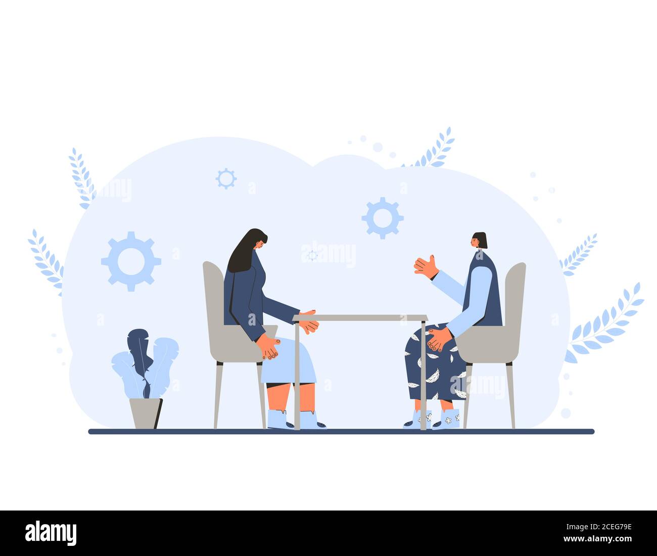 Psychologist have a talk with her client. Psychotherapy. Counseling