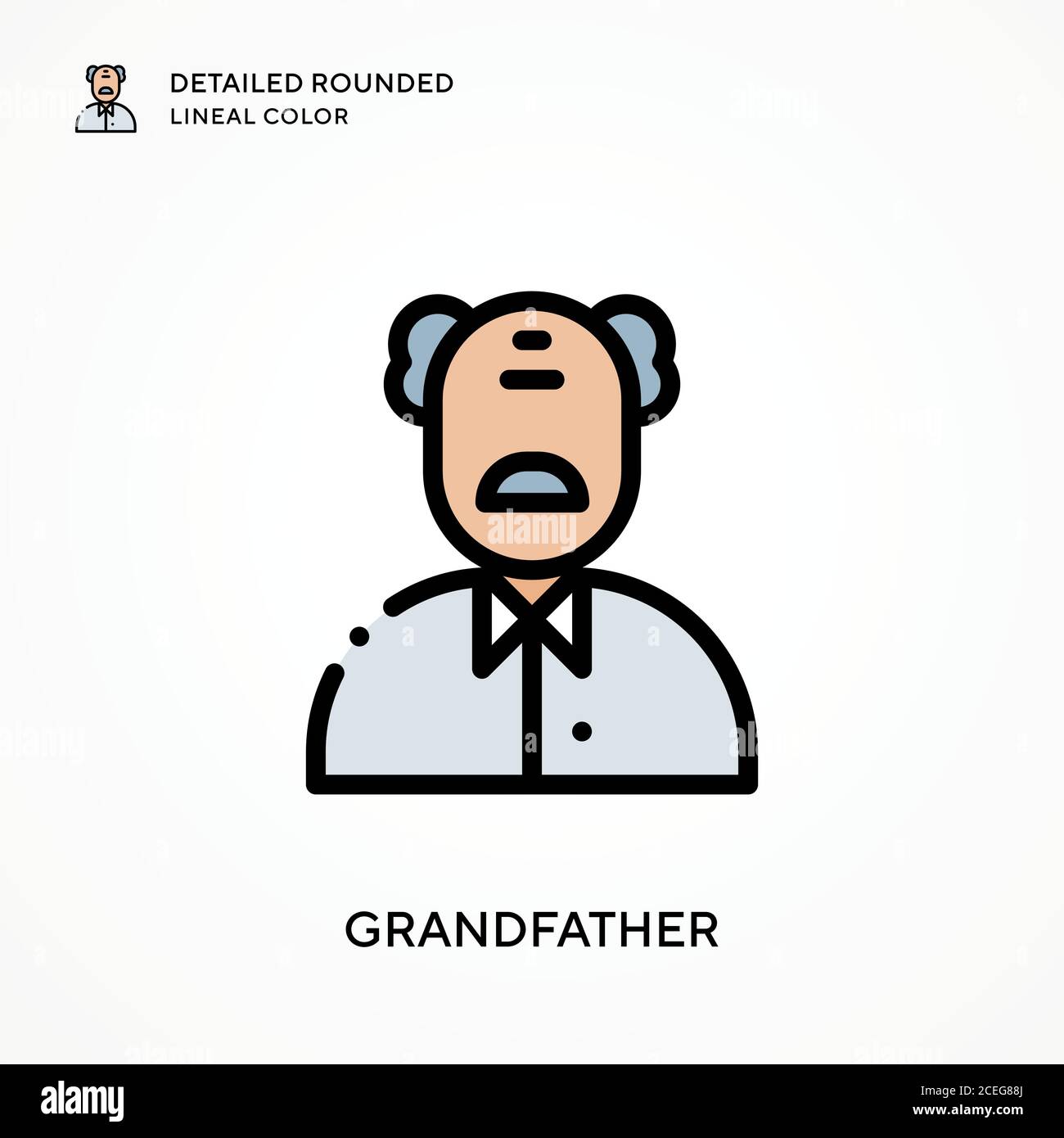 Grandfather detailed rounded lineal color. Modern vector illustration ...