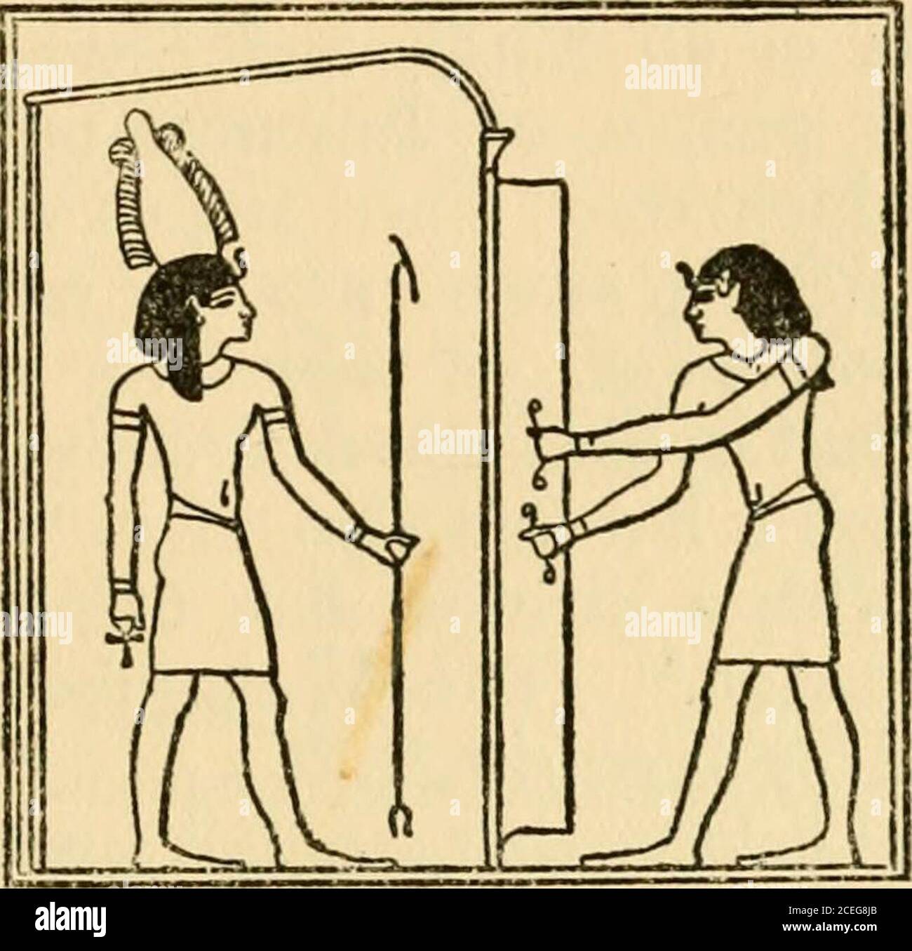 . Osiris and the Egyptian resurrection;. eration takesabout a year, food and a pot of beer are always pro-vided for the spirit.^ Over and near the graves of therich in West Africa are built little huts where are laidthe common articles used by them when alive. On oneoccasion Dr. Nassau observed tied to a tree a woodentrade-chest, five pitchers, and several fathoms of calicoprints. The grave of a chief was near, and these articleswere placed there as offerings to spirits to induce themto draw to the villages of his people the trade of passingmerchant vessels.^ The Bahima build a spirit house in Stock Photo