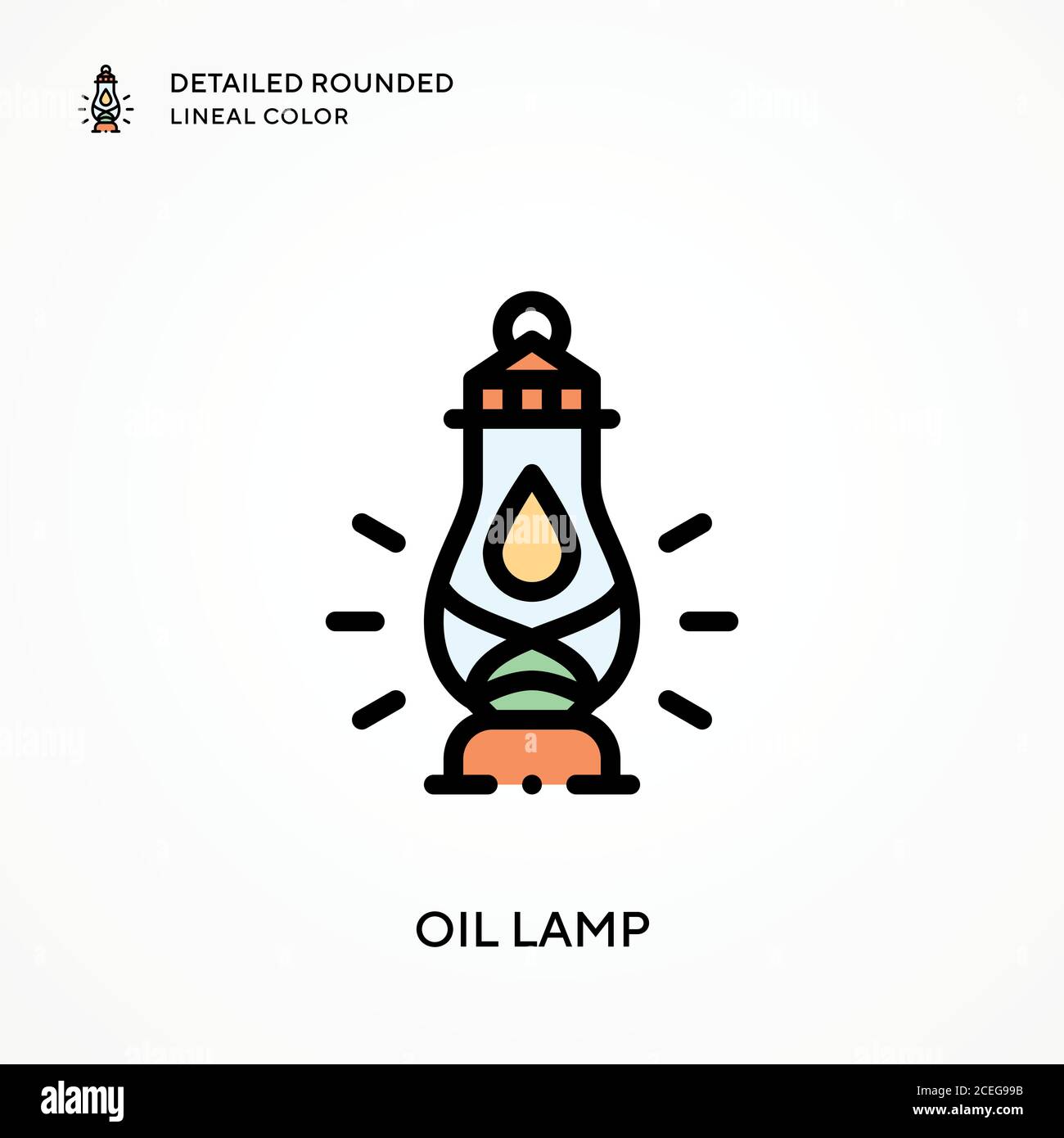 Oil lamp detailed rounded lineal color. Modern vector illustration concepts. Easy to edit and