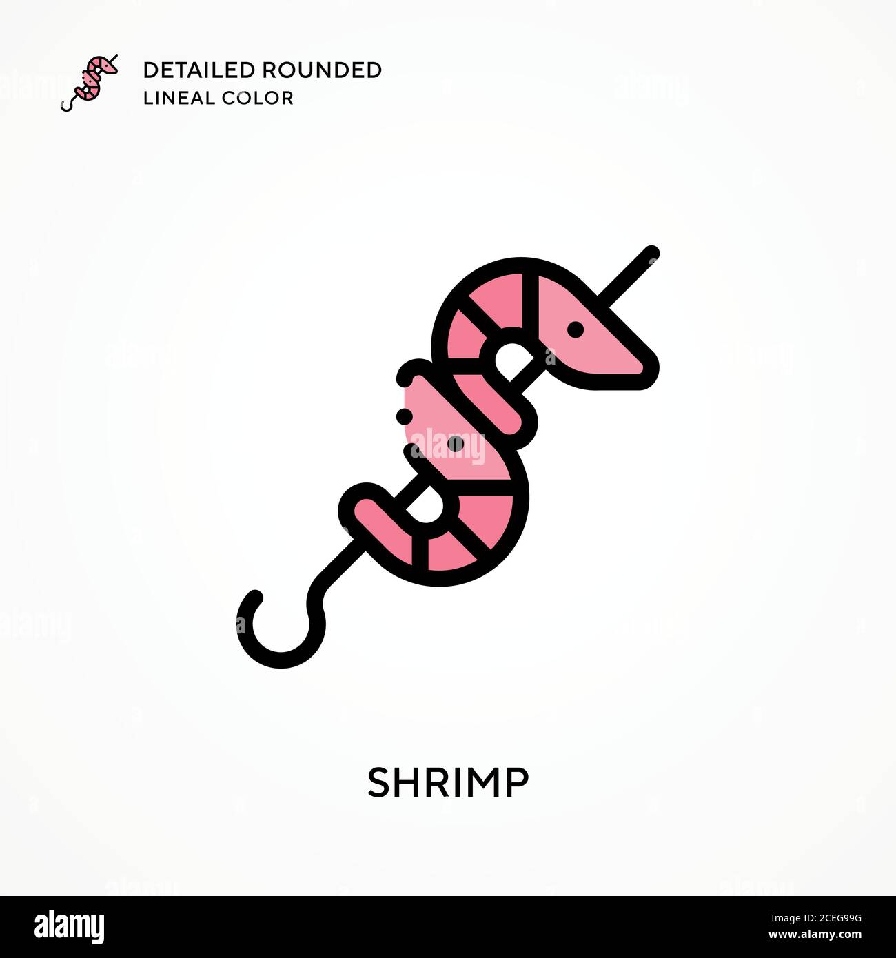 Shrimp detailed rounded lineal color. Modern vector illustration ...