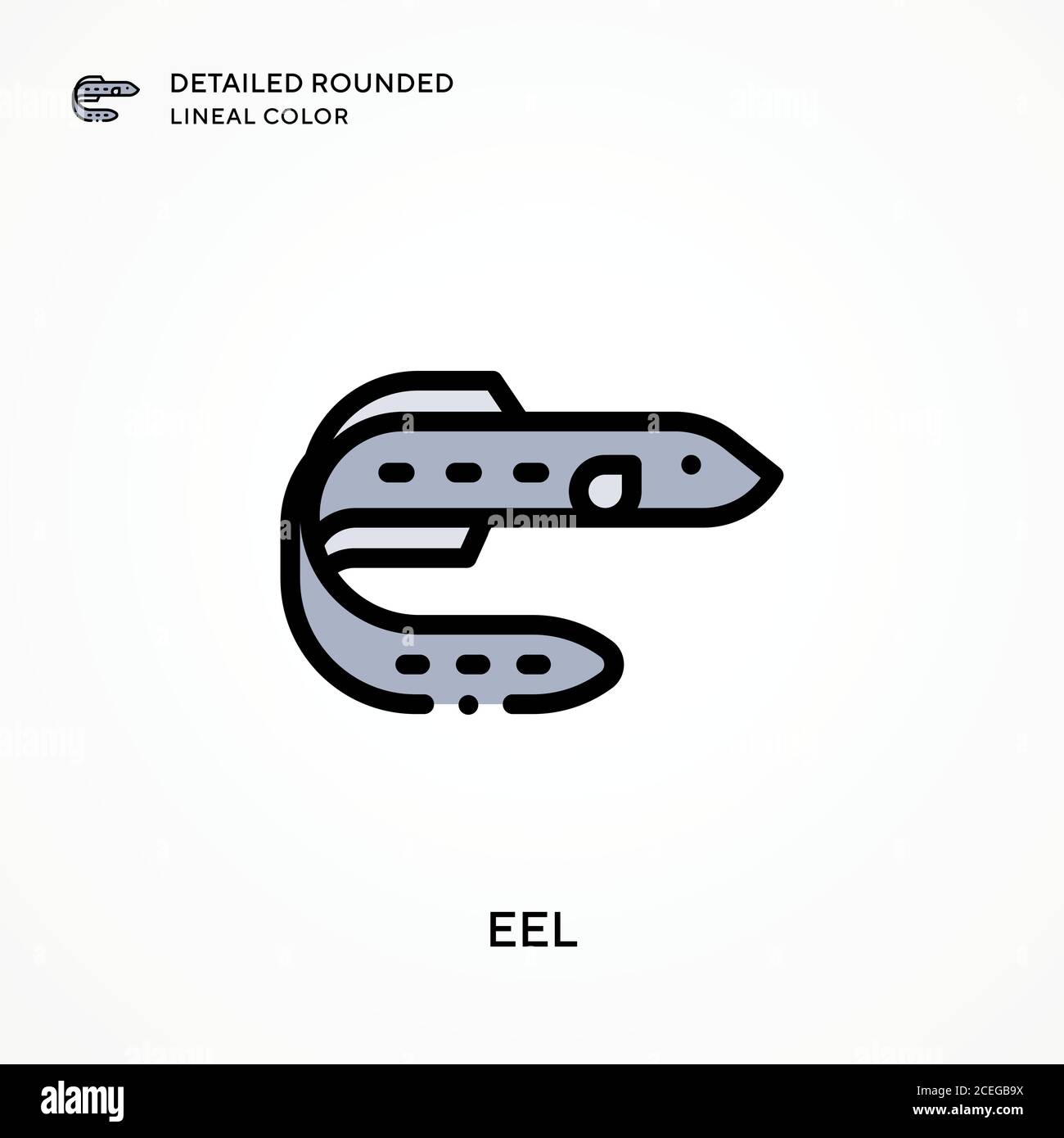 Eel detailed rounded lineal color. Modern vector illustration concepts. Easy to edit and customize. Stock Vector
