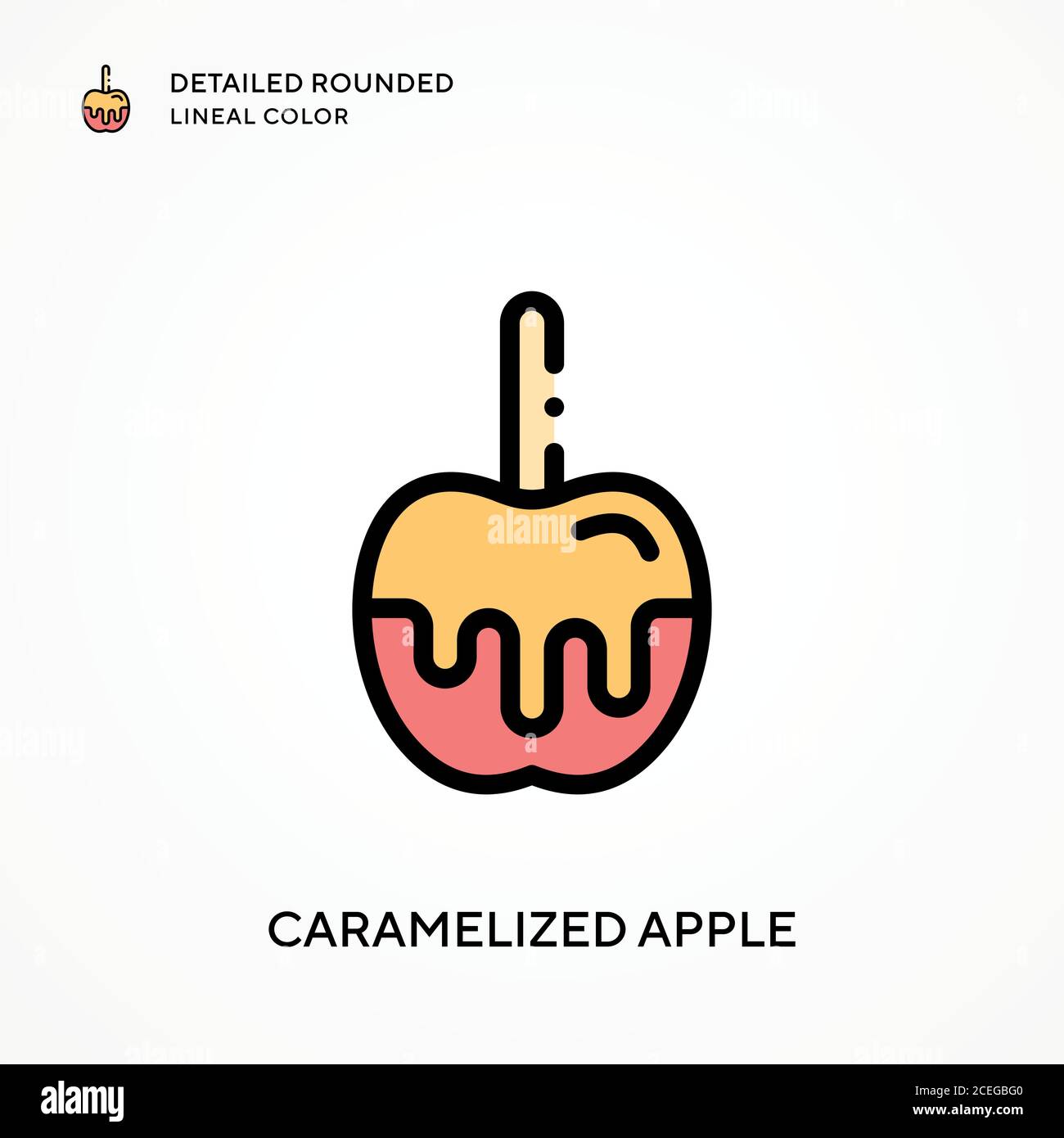 Caramelized apple detailed rounded lineal color. Modern vector ...