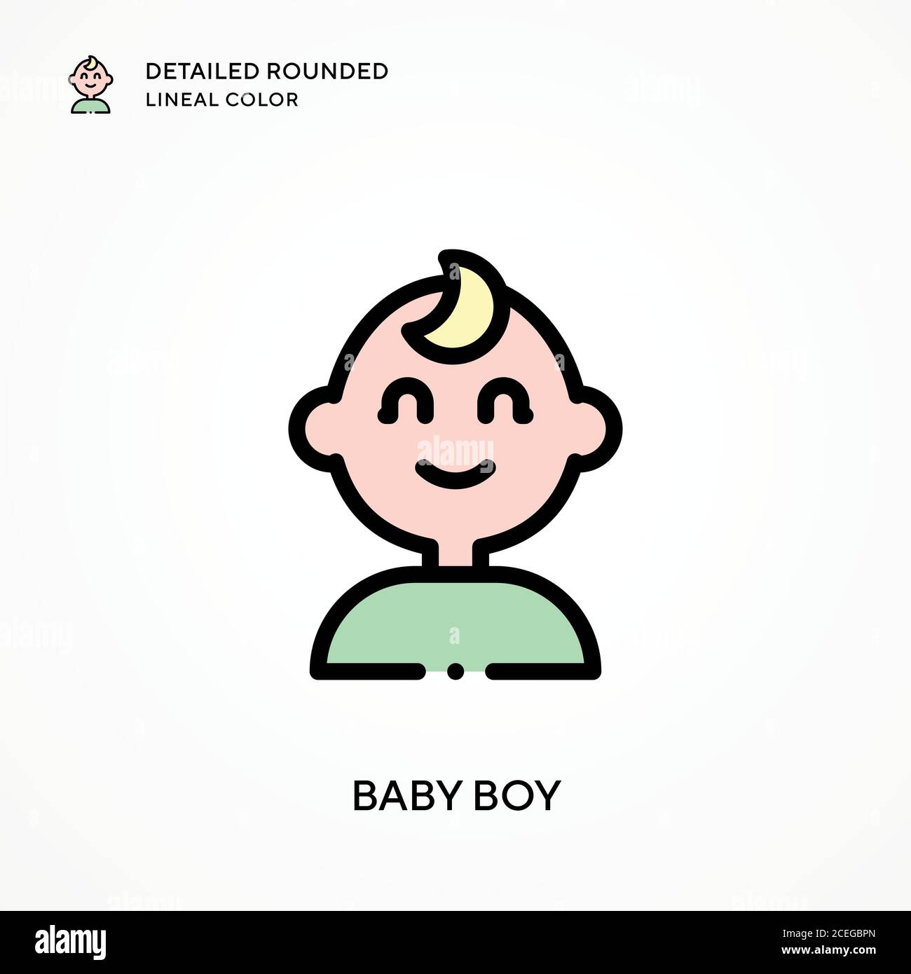 Baby boy detailed rounded lineal color. Modern vector illustration ...