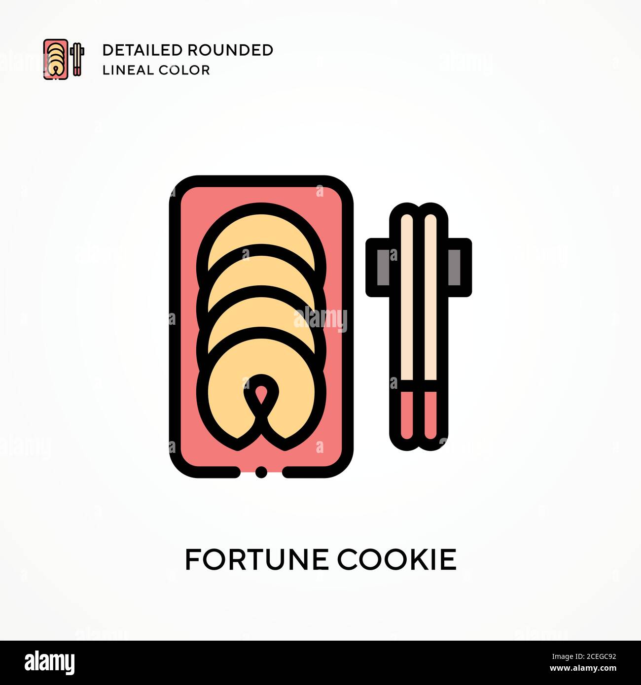 Fortune cookie detailed rounded lineal color. Modern vector ...