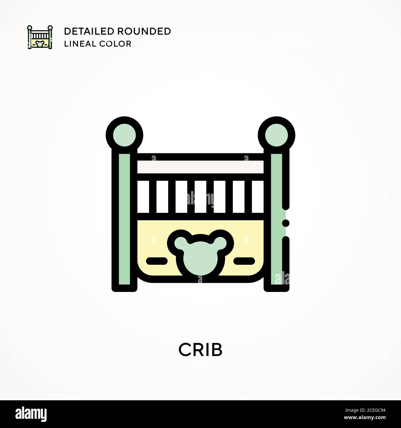 Crib detailed rounded lineal color. Modern vector illustration concepts ...