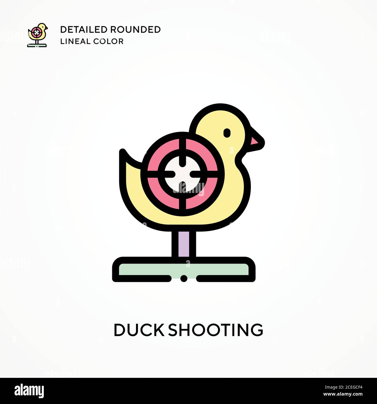 Duck shooting detailed rounded lineal color. Modern vector illustration concepts. Easy to edit and customize. Stock Vector