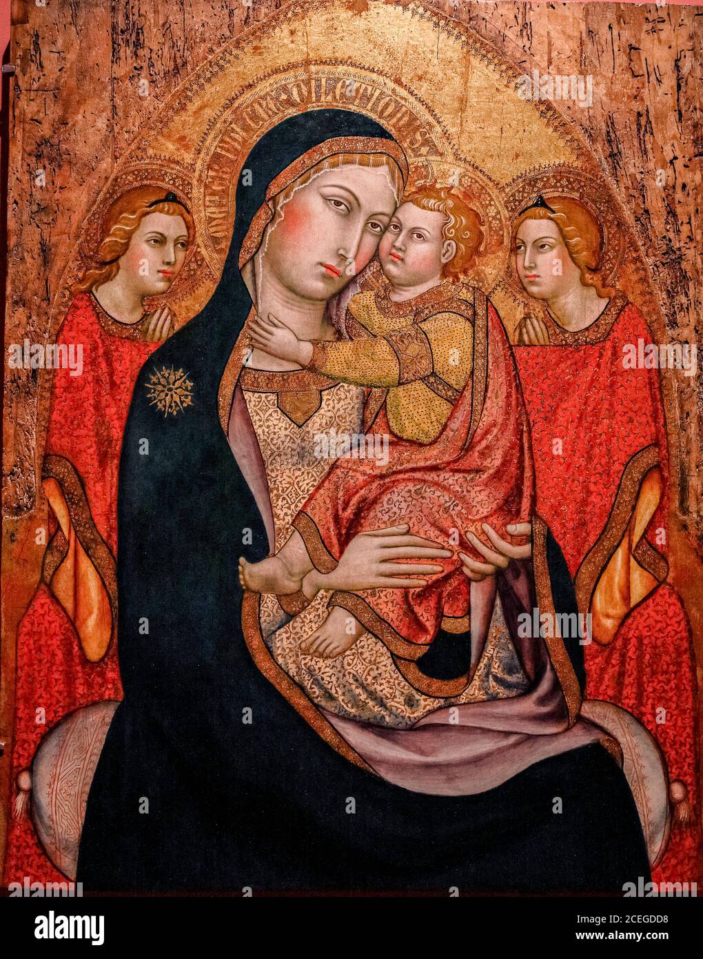 Italy Umbria Perugia - National Gallery of Umbria: Monographic Exhibition  (1362-1422) - Madonna with child and two angels Stock Photo