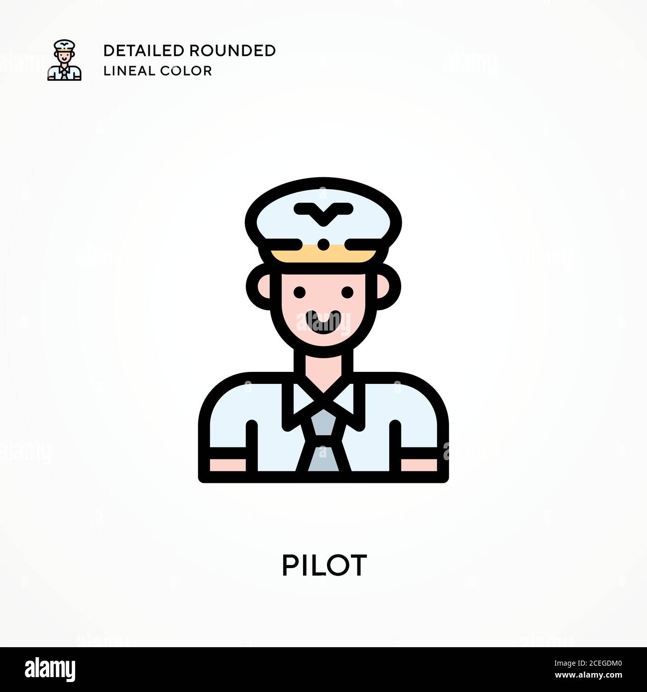 Pilot detailed rounded lineal color. Modern vector illustration ...