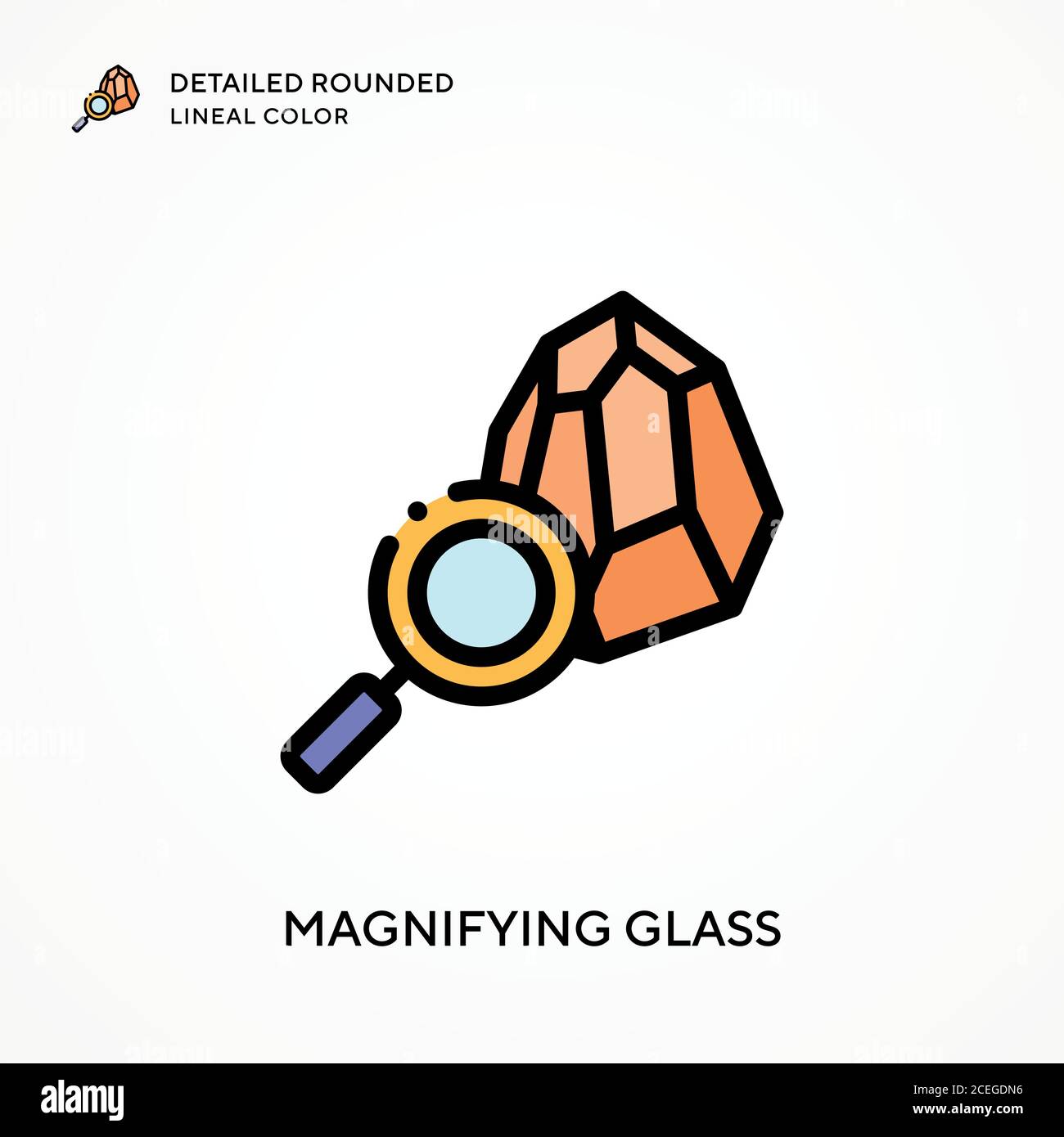 Magnifying glass detailed rounded lineal color. Modern vector ...