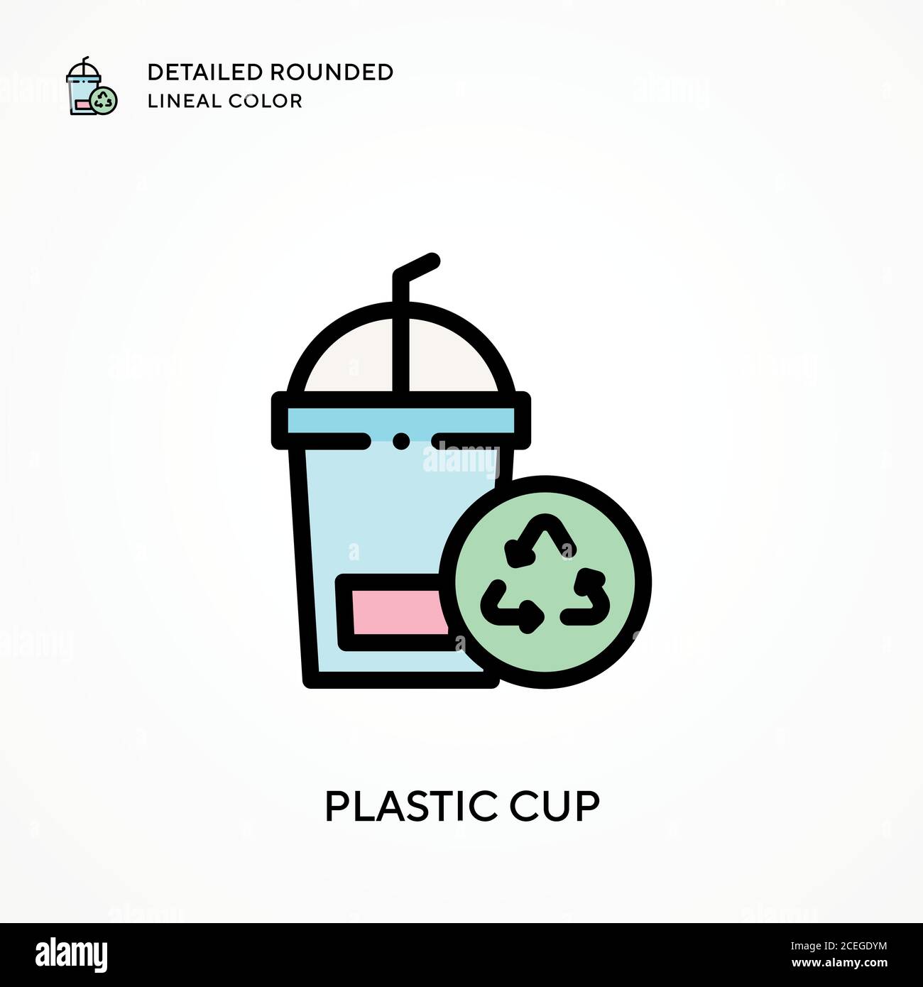 Plastic cup detailed rounded lineal color. Modern vector illustration ...