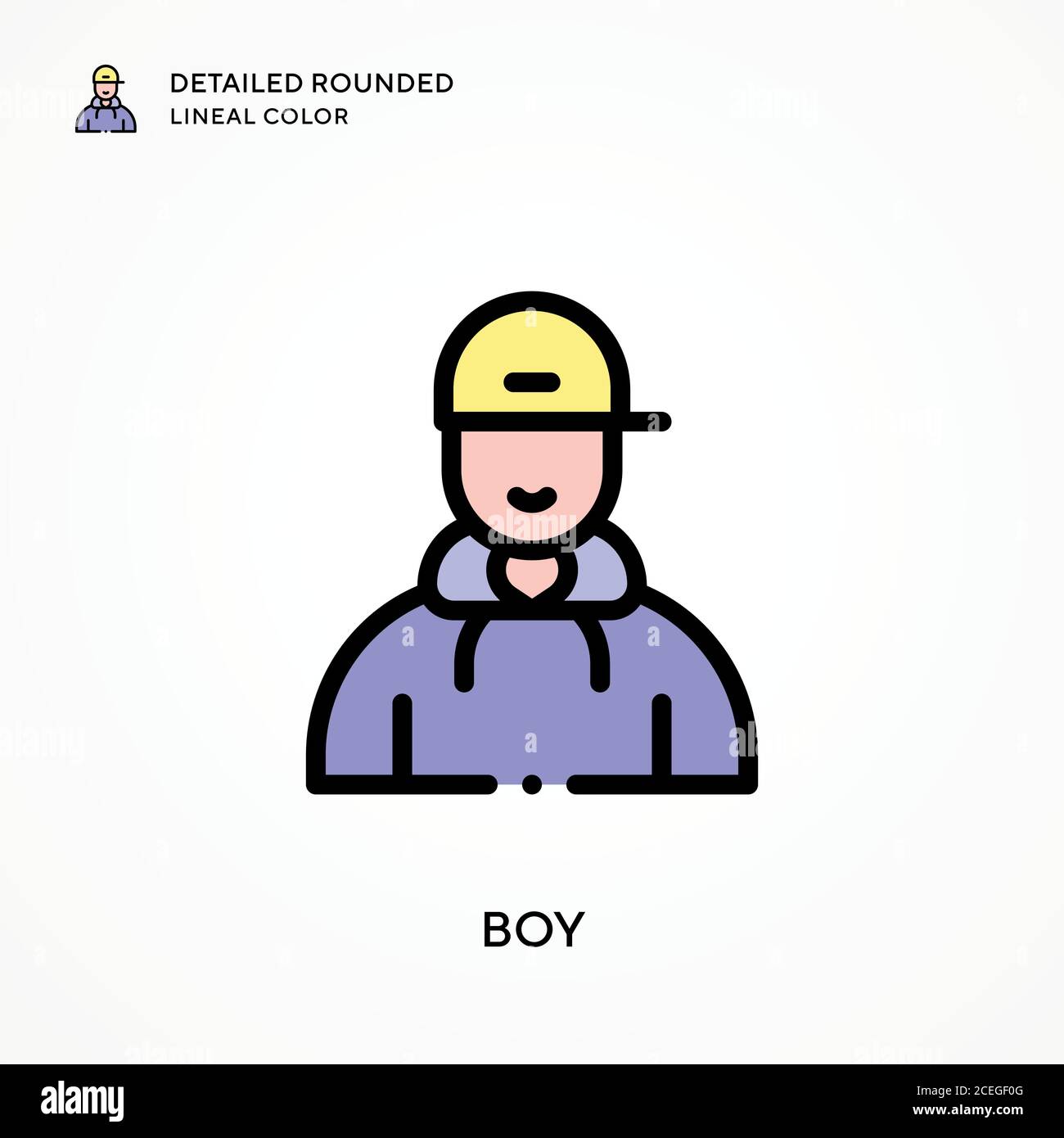 Boy detailed rounded lineal color. Modern vector illustration concepts ...