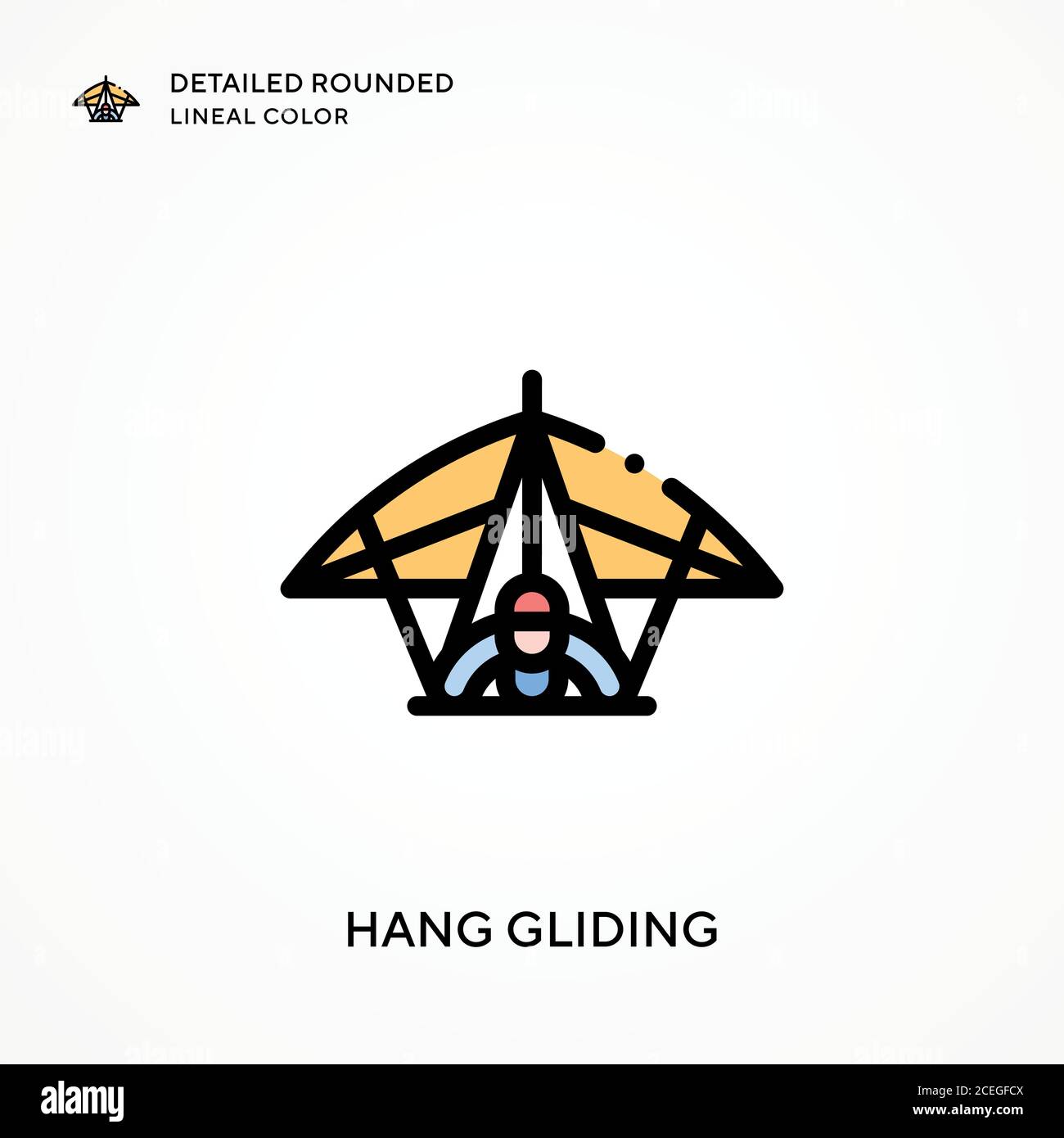 Hang gliding detailed rounded lineal color. Modern vector illustration ...