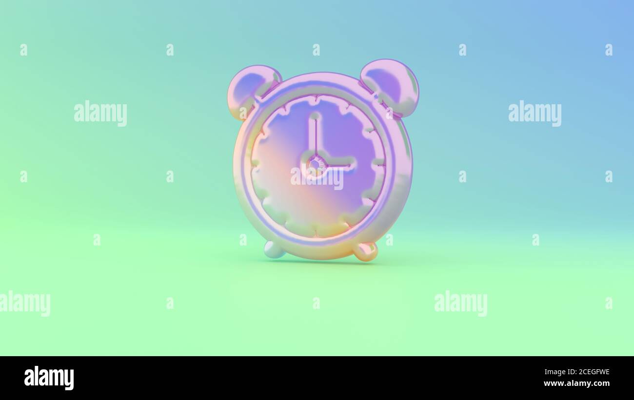 Colorful vibrant 3d rendering puffed symbol of alarm clock with two ...