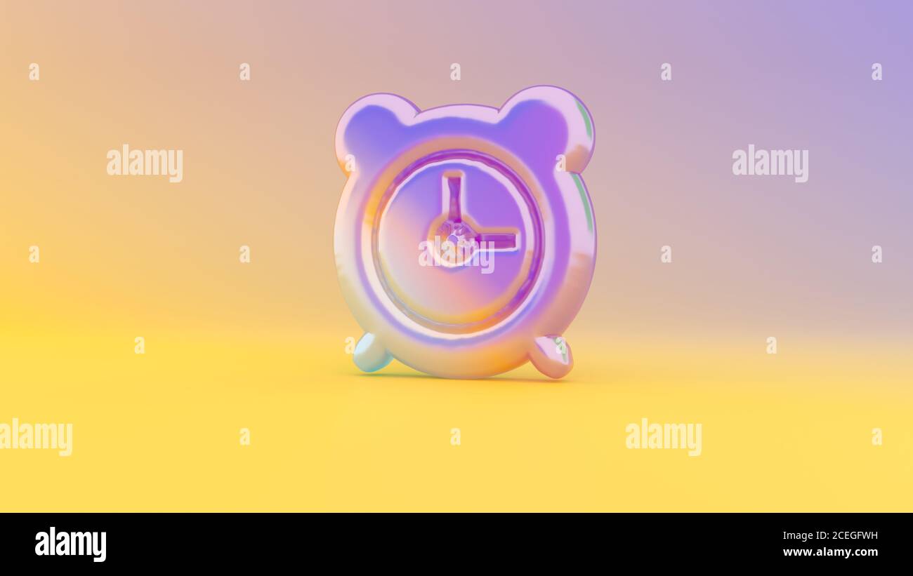 Colorful vibrant 3d rendering puffed symbol of alarm clock with two ...
