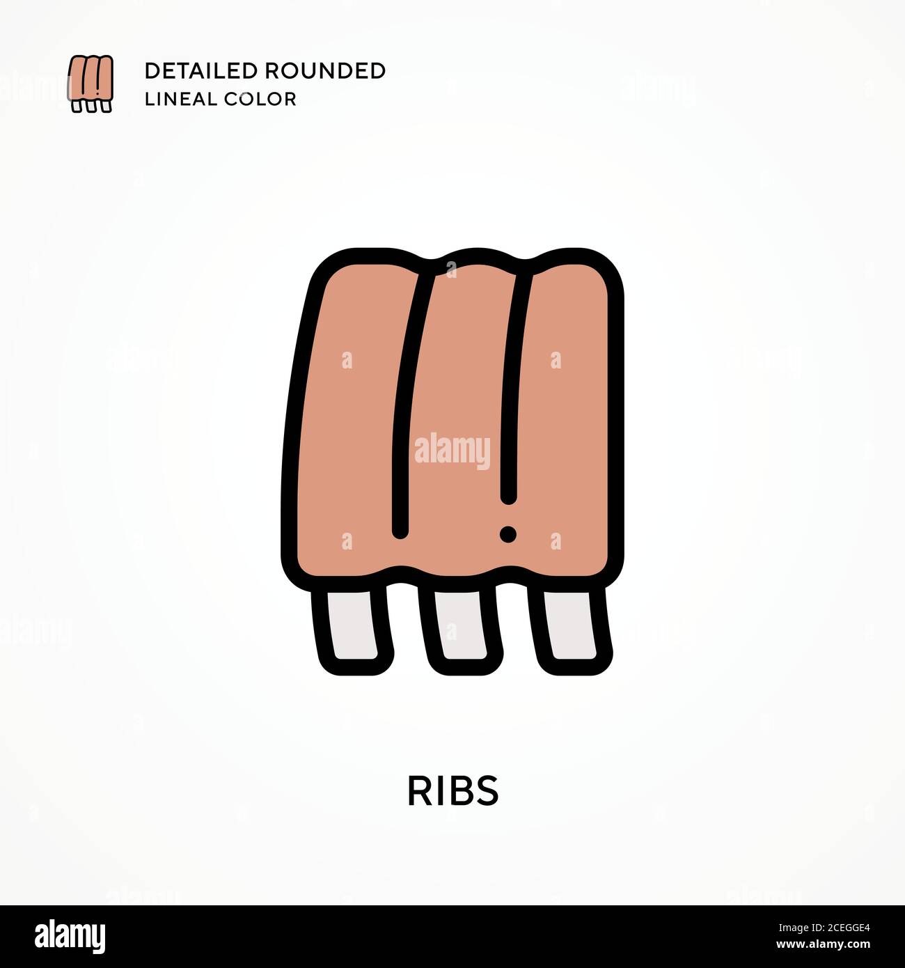 Small Printable Ribs Ribs detailed rounded lineal color. Modern vector illustration concepts ...