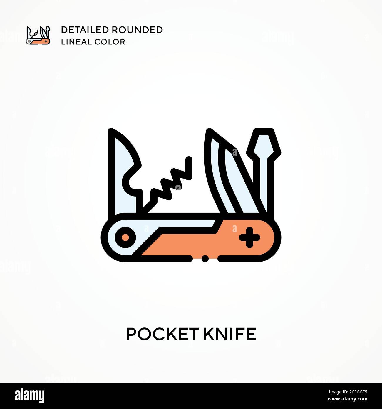 Pocket knife detailed rounded lineal color. Modern vector illustration