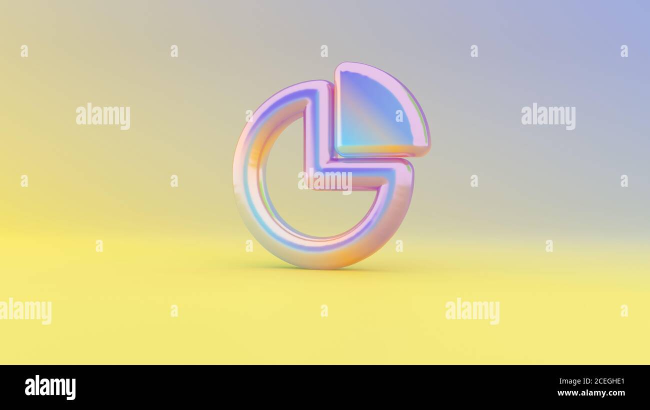 Colorful vibrant 3d rendering puffed symbol of pie chart with slice on ...