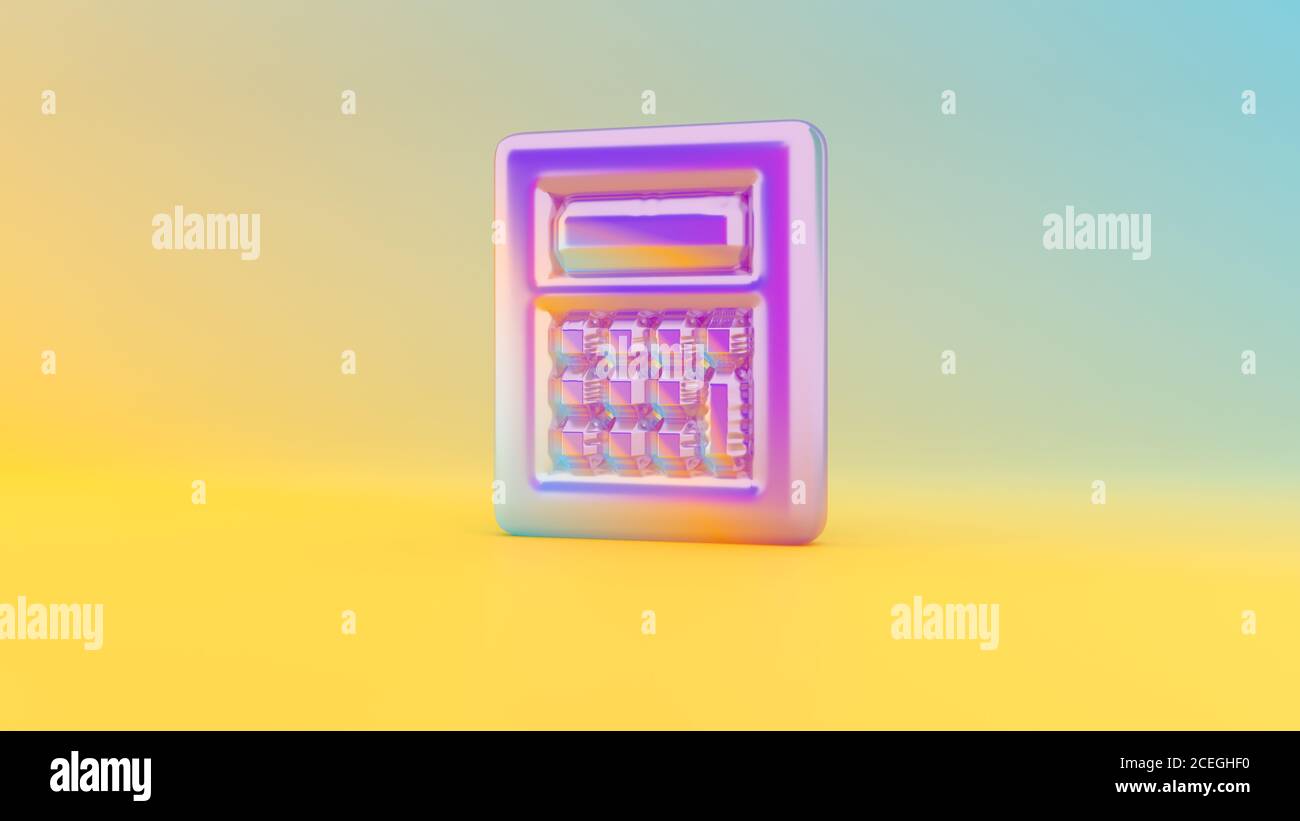 Colorful vibrant 3d rendering puffed symbol of calculator with square ...