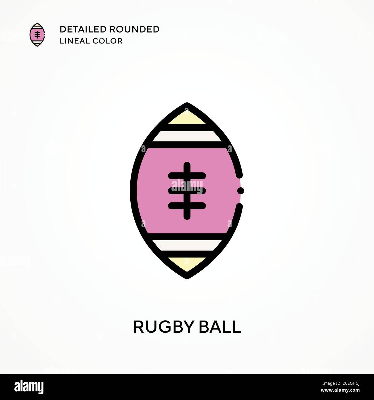 Rugby ball detailed rounded lineal color. Modern vector illustration ...