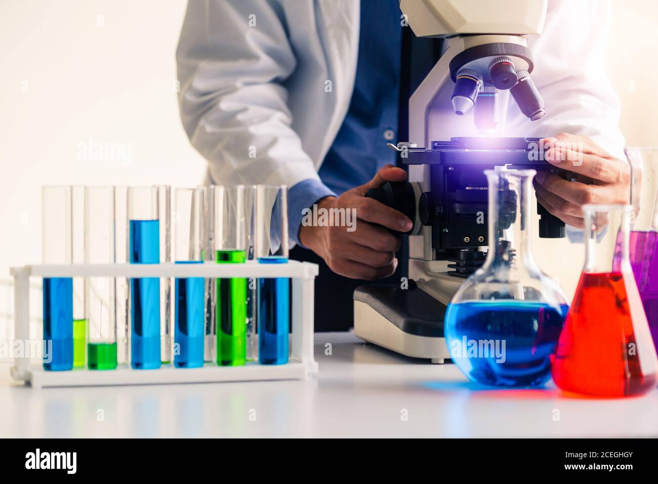 Scientist working in pharmaceutical laboratory. Stock Photo