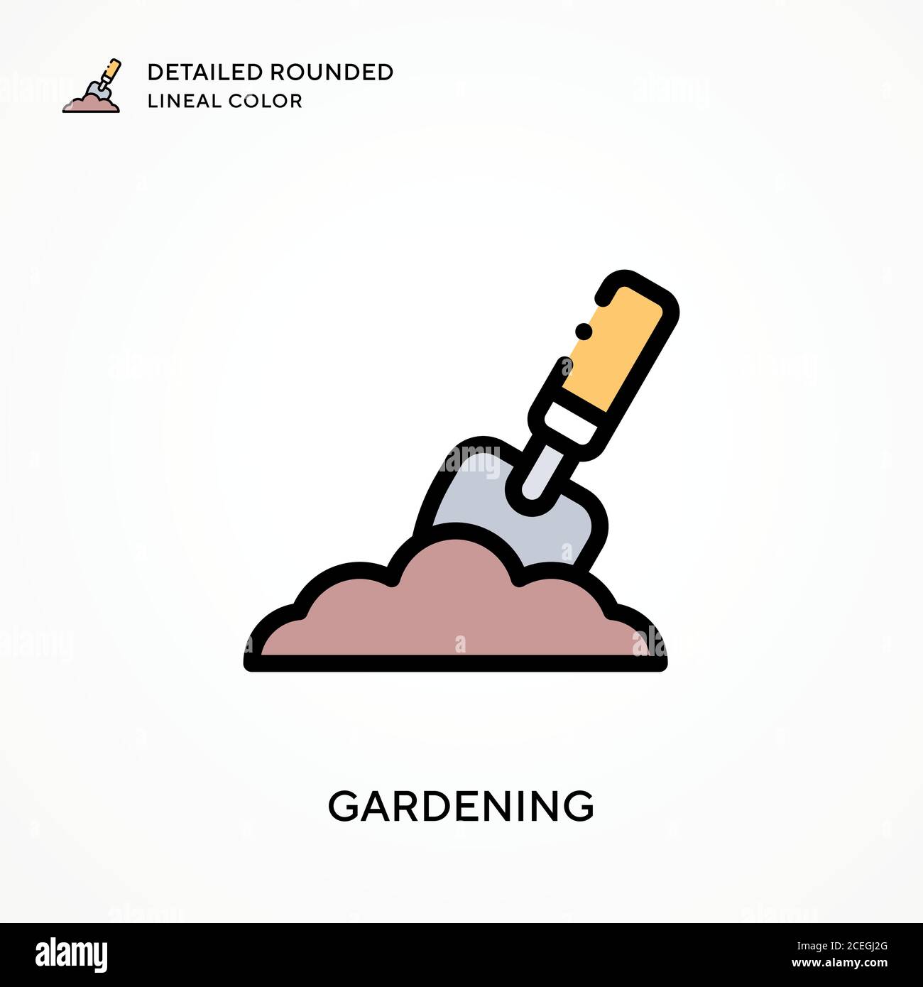 Gardening detailed rounded lineal color. Modern vector illustration ...