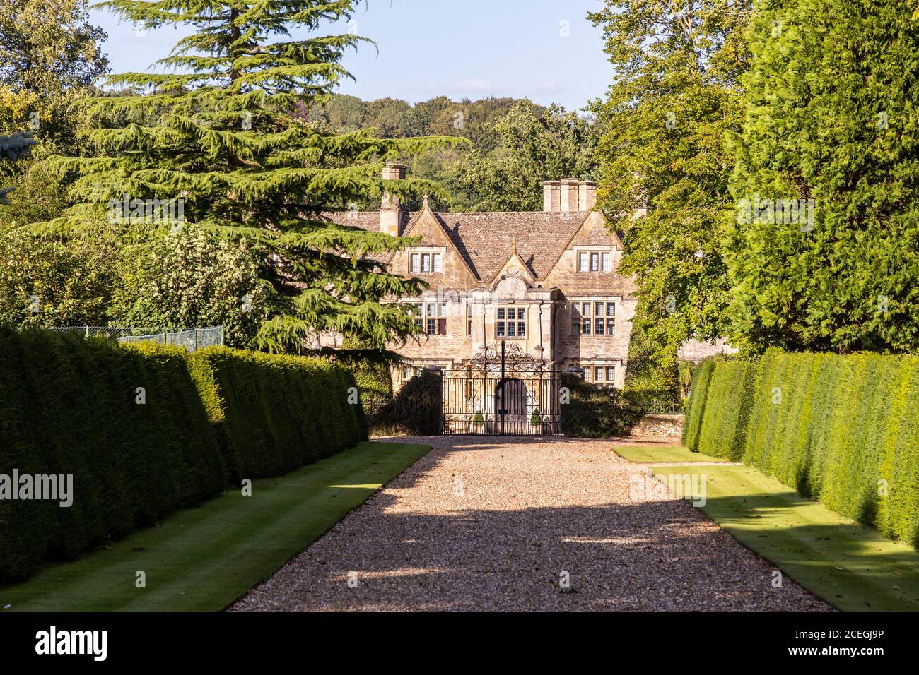 Evening light on the Lords of the Manor Hotel in the Cotswold village of Upper Slaughter, Gloucestershire UK Stock Photo