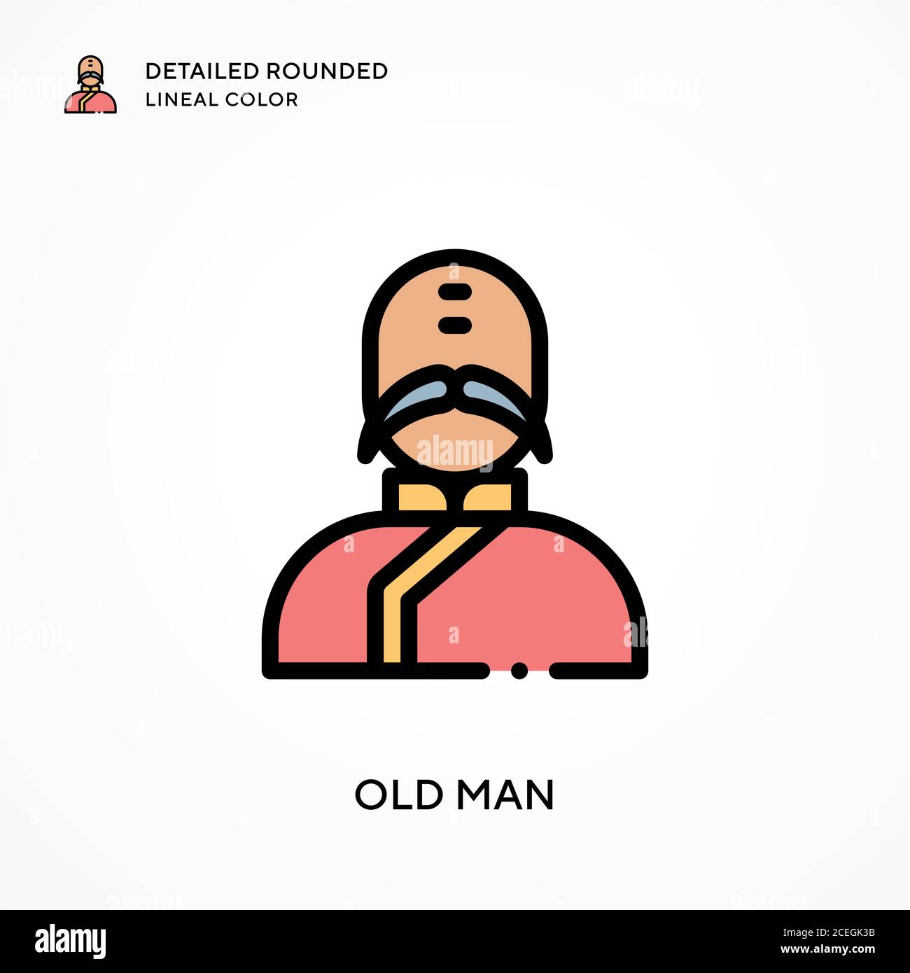 Old man detailed rounded lineal color. Modern vector illustration ...