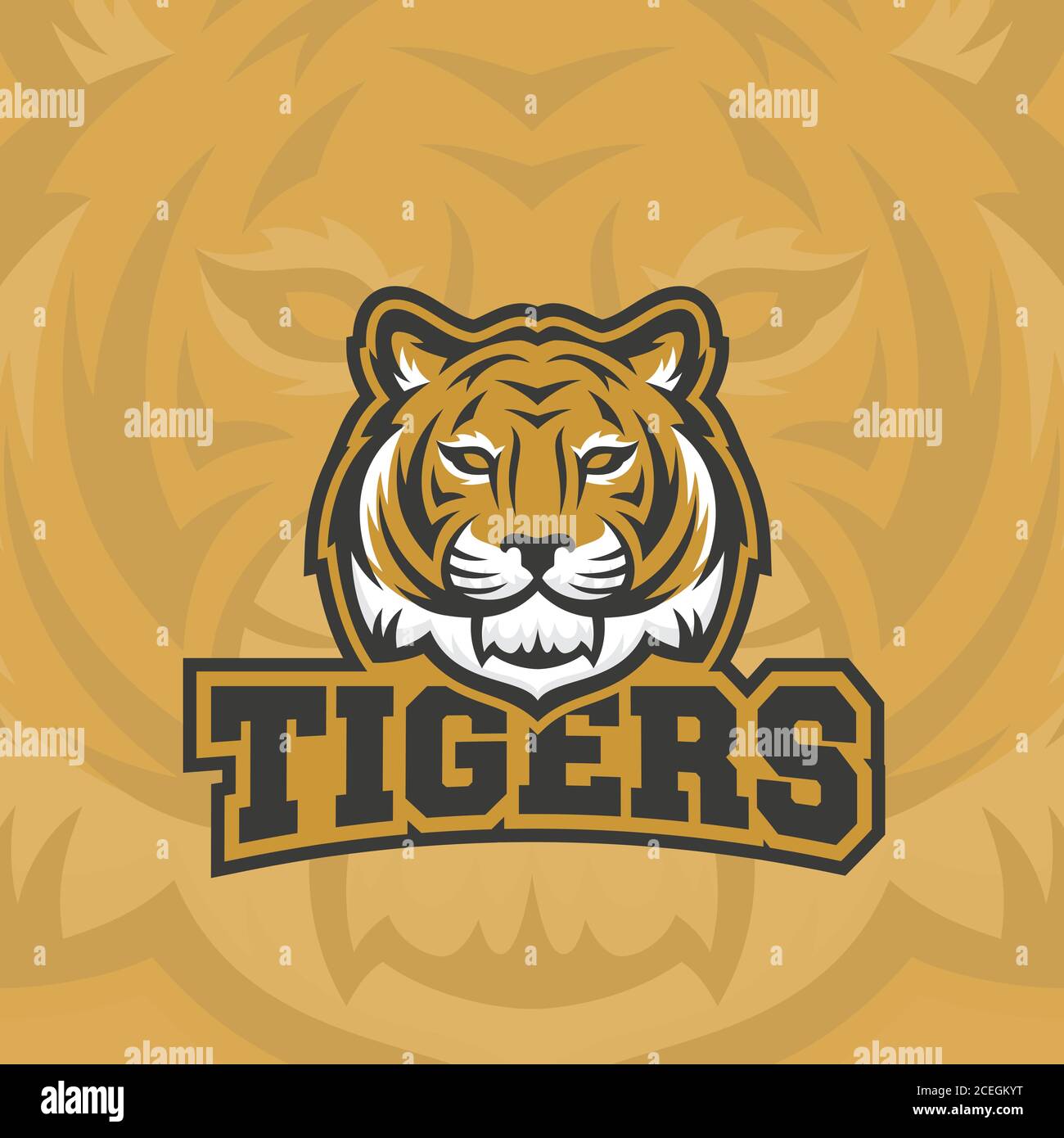 Tigers Abstract Vector Sign, Emblem or Logo Template. Classic Sport Team  Mascot Label. Predator Animal Face with Typography. Complex Background  Stock Vector Image & Art - Alamy