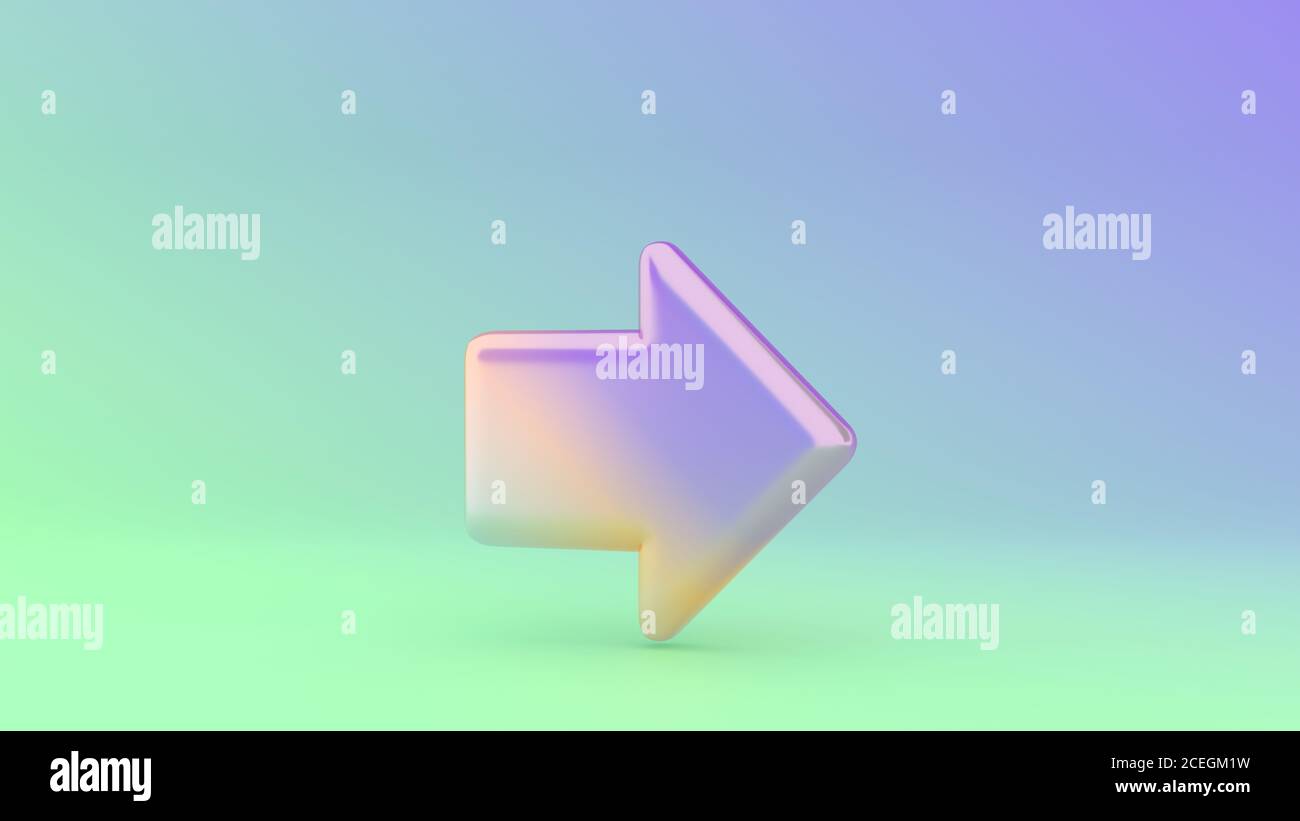 Colorful vibrant 3d rendering puffed symbol of right arrow on colored ...