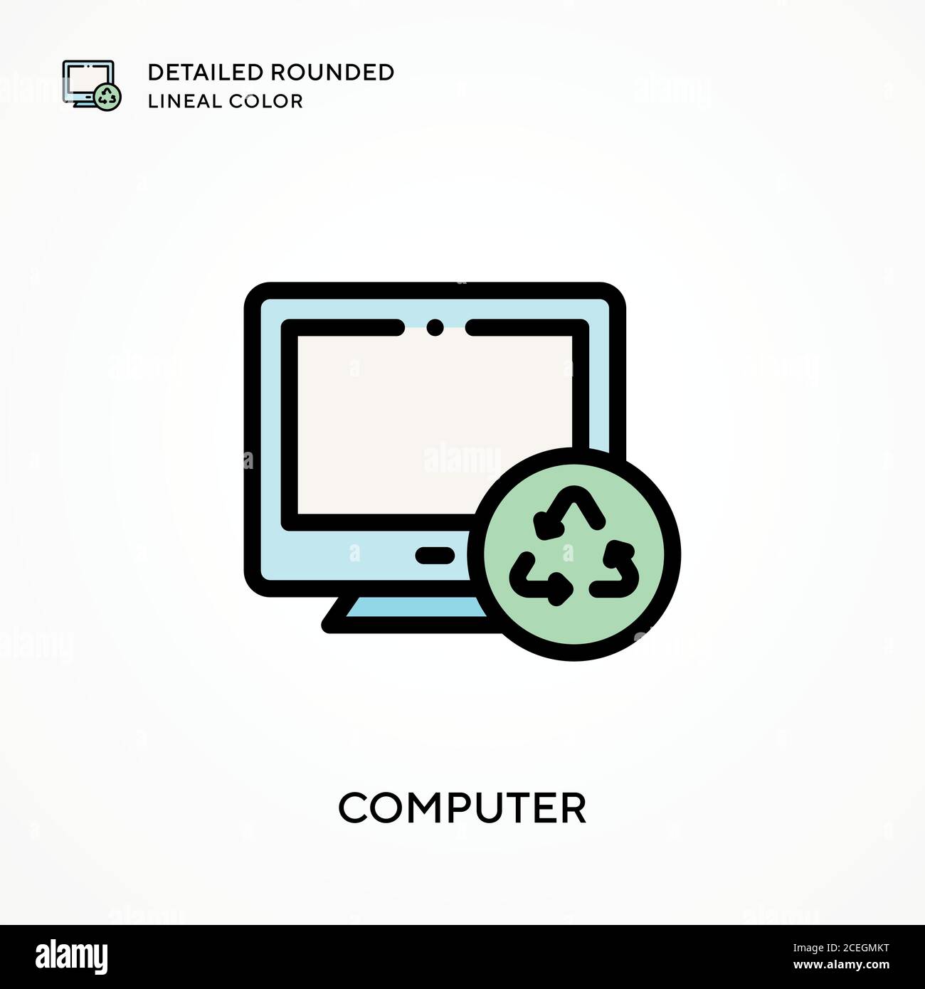 Computer Traceable Colour Computer detailed rounded lineal color. Modern vector illustration ...