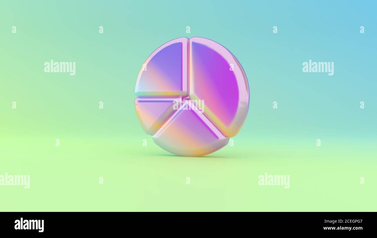 Colorful vibrant 3d rendering puffed symbol of pie chart on colored ...