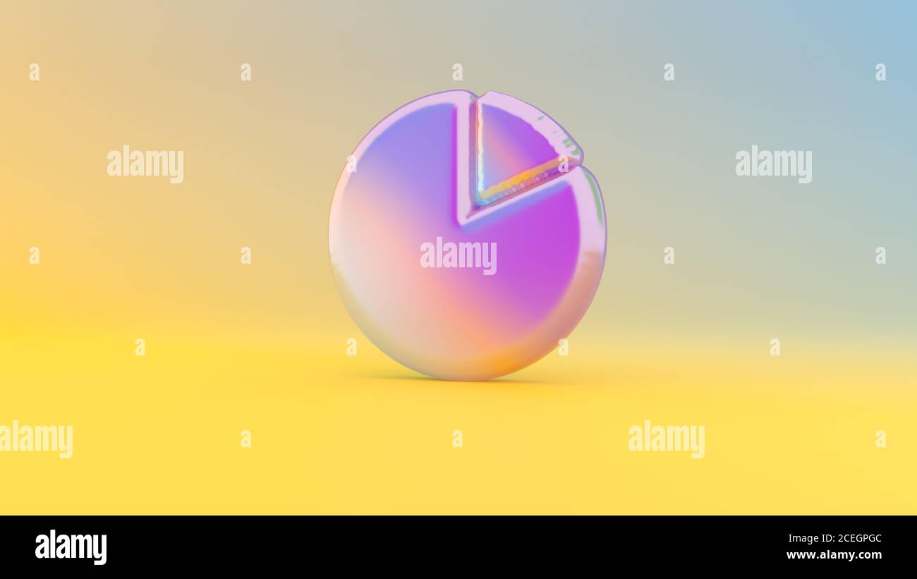 Colorful vibrant 3d rendering puffed symbol of pie chart on colored ...