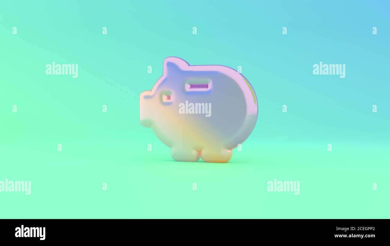 Colorful vibrant 3d rendering puffed symbol of piggy bank on colored ...