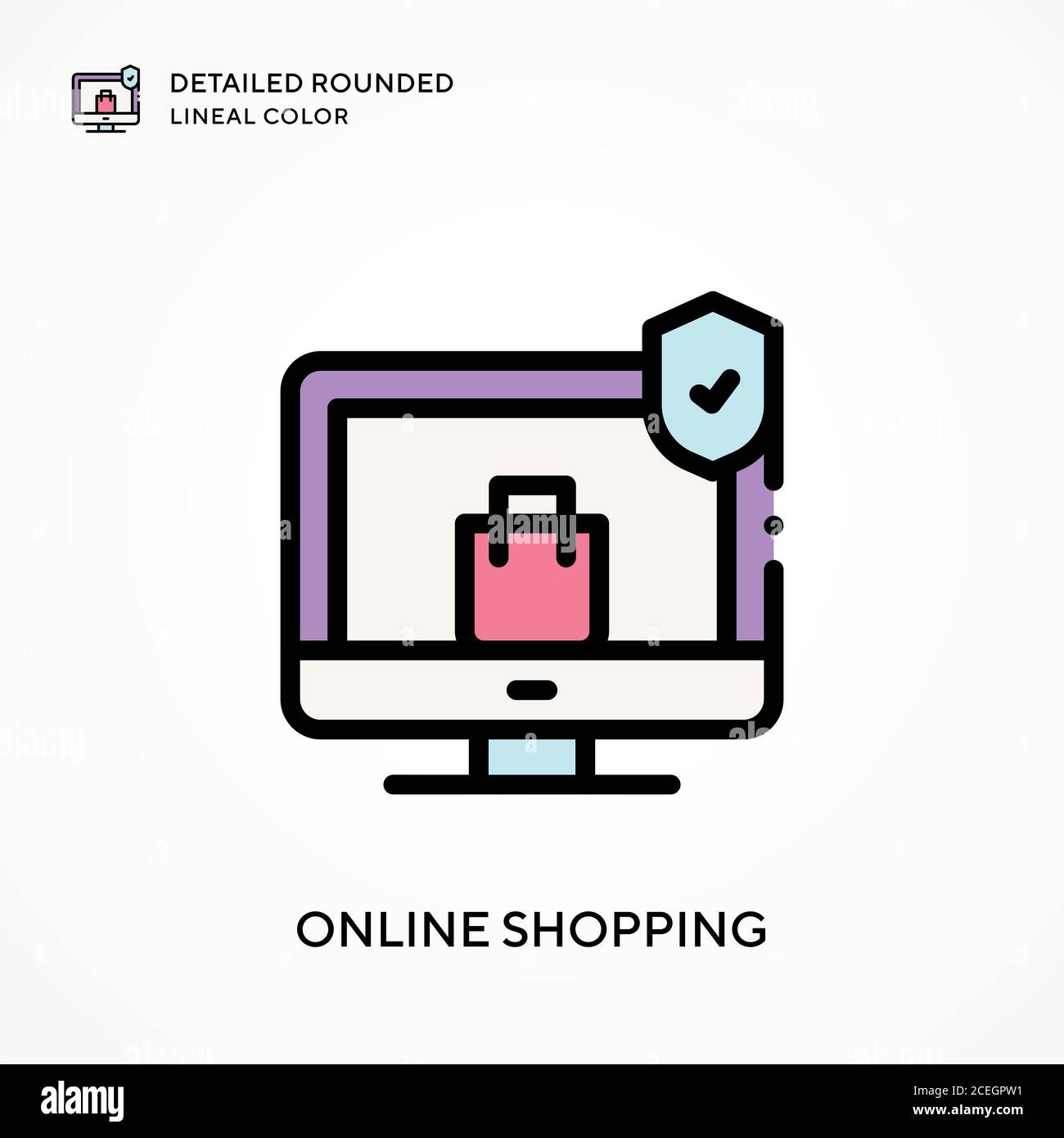 Online shopping detailed rounded lineal color. Modern vector ...
