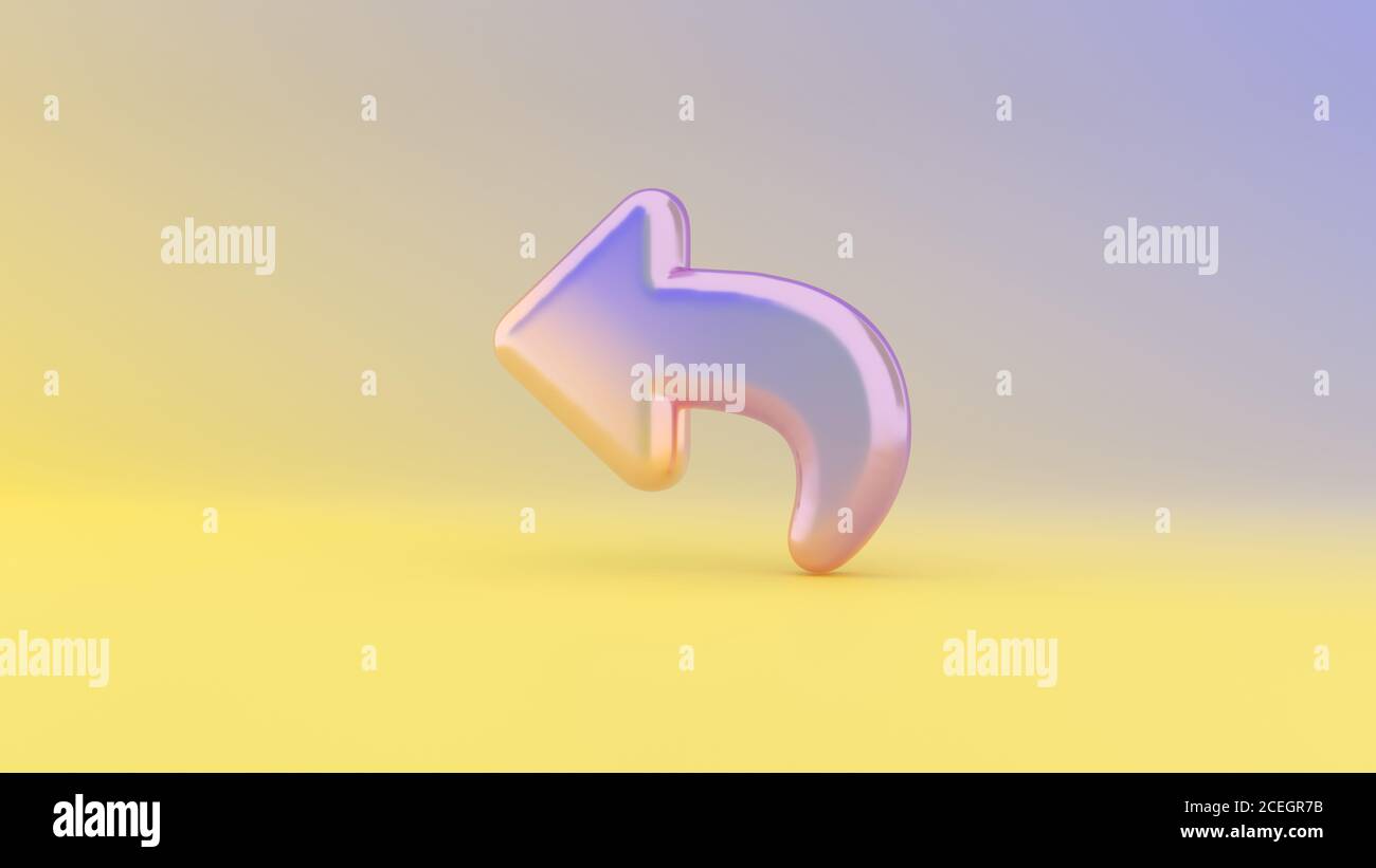 Colorful vibrant 3d rendering puffed symbol of reply sign on colored ...