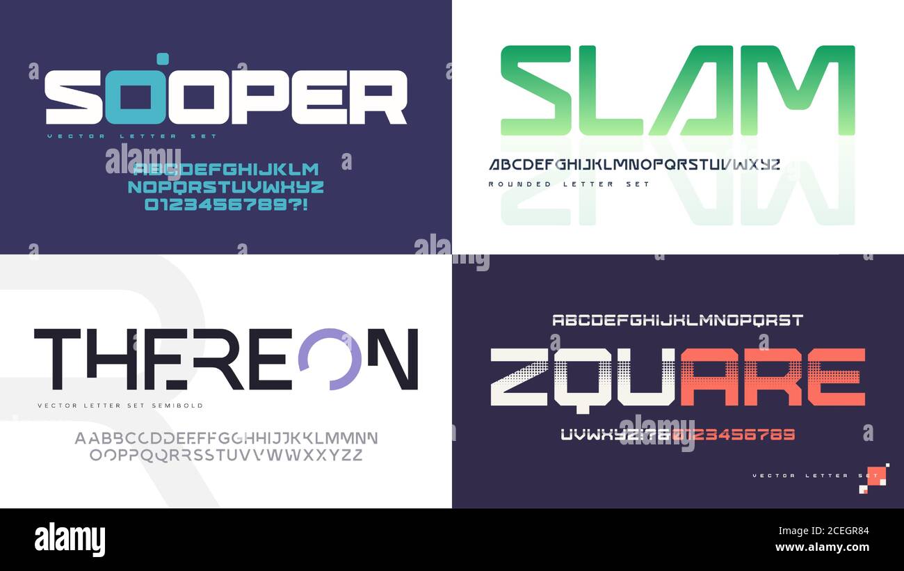 Vector modern uppercase letter sets with a different styles Stock Vector