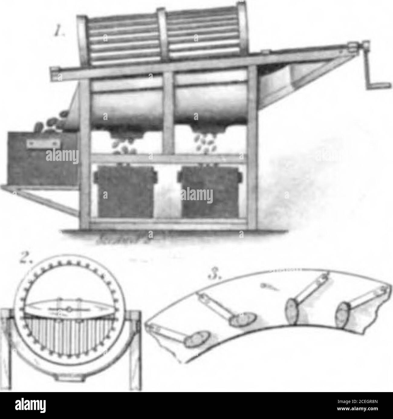 . Scientific American Volume 91 Number 16 (October 1904). mount-ed to rotate. The sorting cylinder consists of twoscreen sections formed by two series of parallel barsconnecting two outer head rings with a common in-termediate ring. In the first section of the cylinderthese bars are fixed, but in the other section, or thedischarge end of the cylinder, the bars are so ar-ranged that they can be adjusted to increase or de-crease the screen openings formed between them. Thisarrangement is indicated in Fig. 3. The bars are ovalin cross section, and turn in bearings in the head ringand intermediate Stock Photo