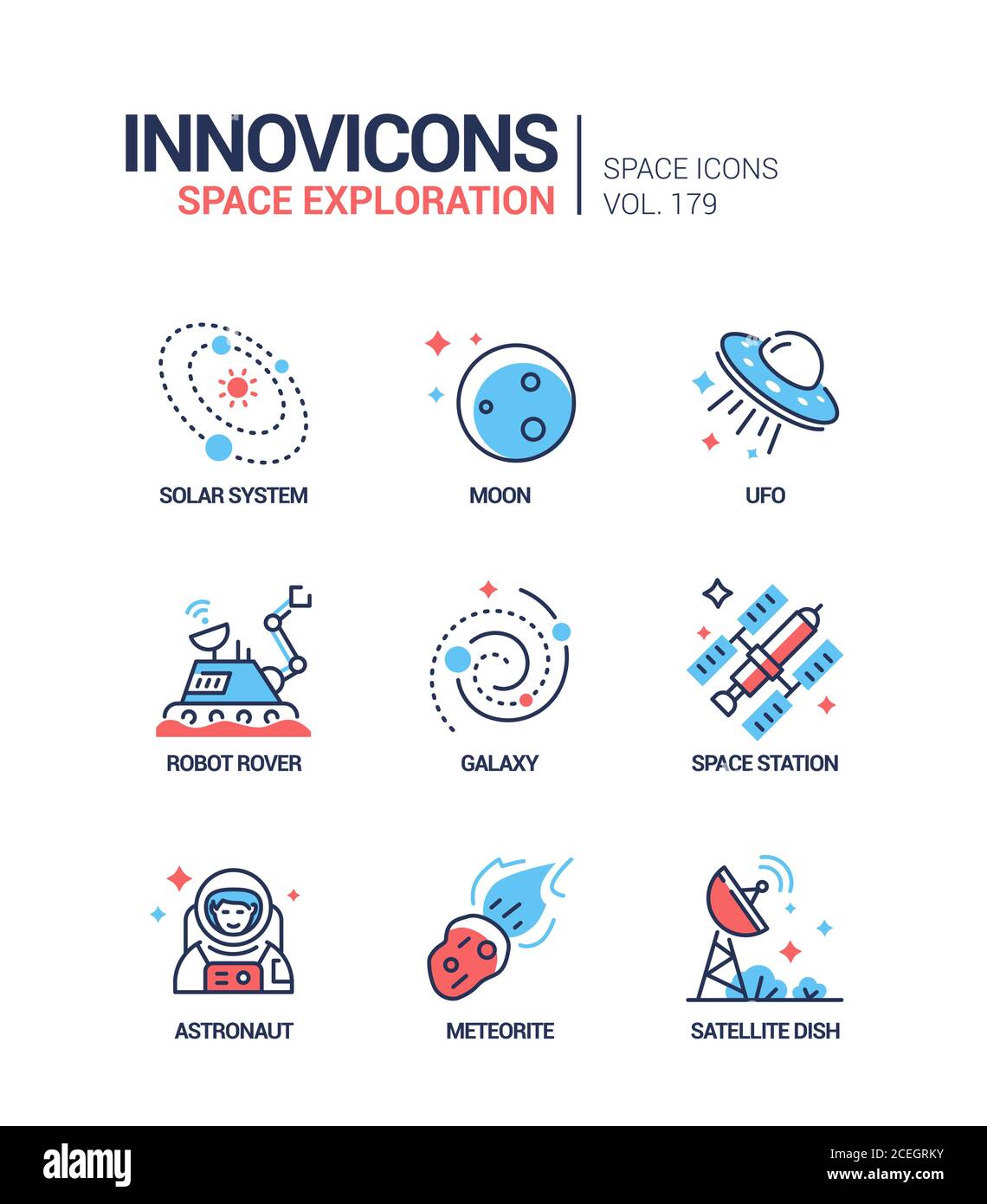 Space exploration - line design style icons set Stock Vector Image ...