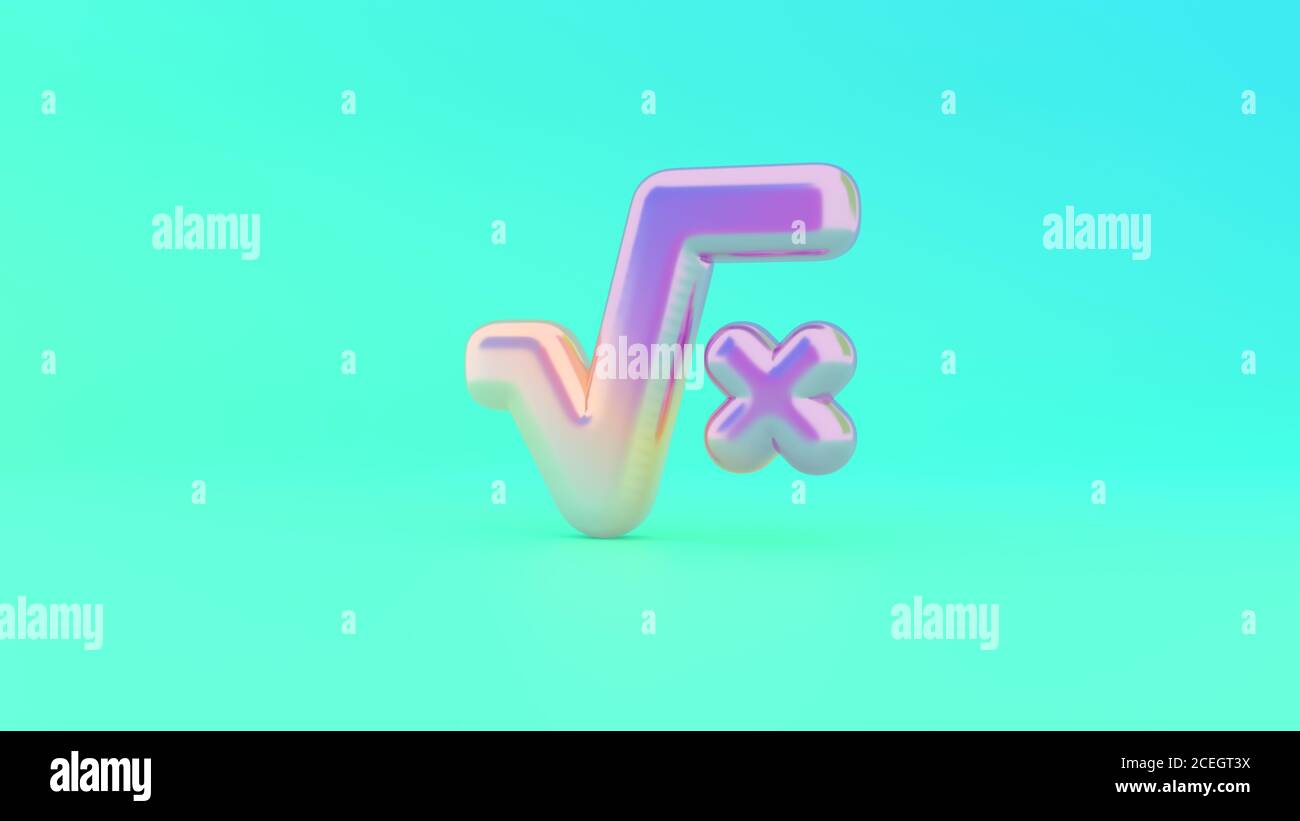 Colorful vibrant 3d rendering puffed symbol of root and letter x on colored background with shadow Stock Photo