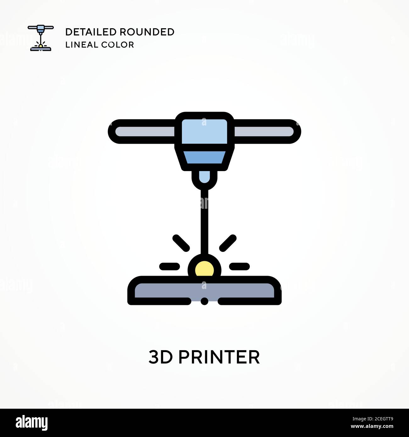 3d printer detailed rounded lineal color. Modern vector illustration ...