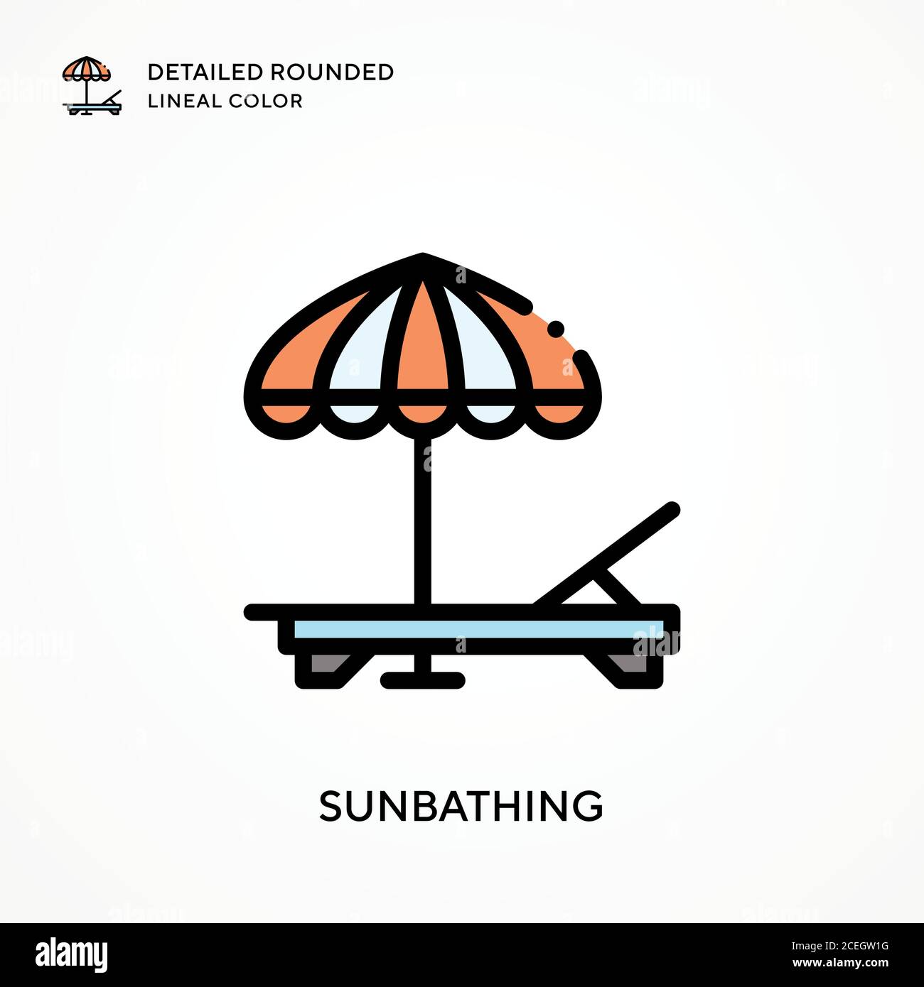 Sunbathing detailed rounded lineal color. Modern vector illustration