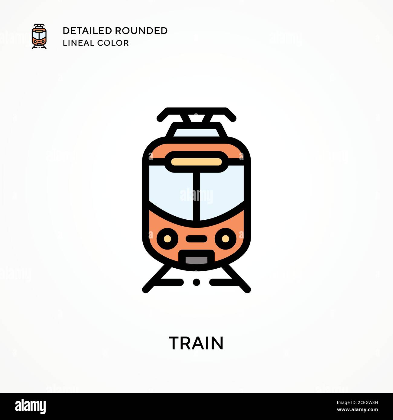 Train detailed rounded lineal color. Modern vector illustration concepts. Easy to edit and customize. Stock Vector