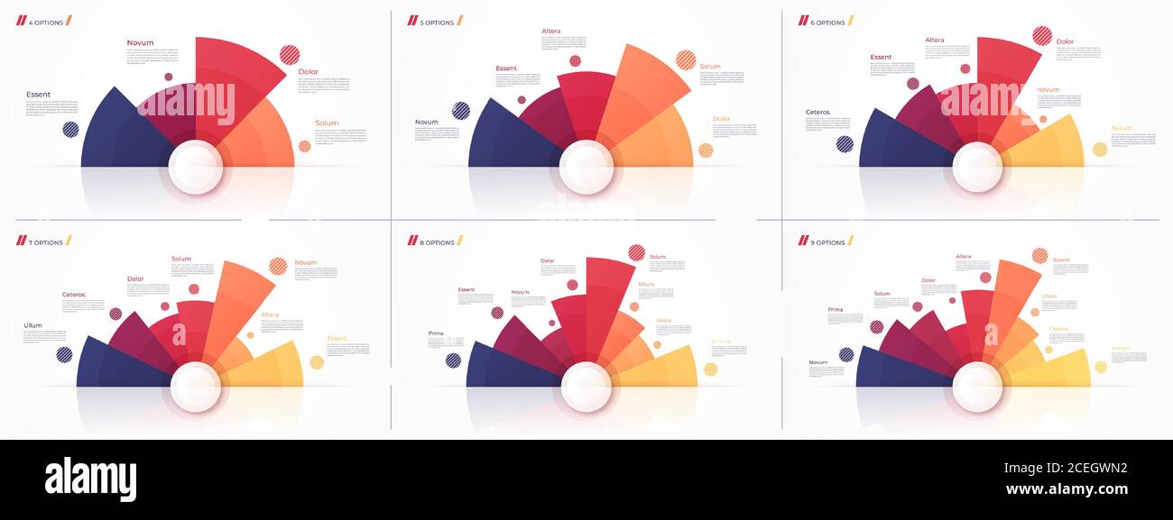 Set of vector circle chart designs, modern templates for creating ...