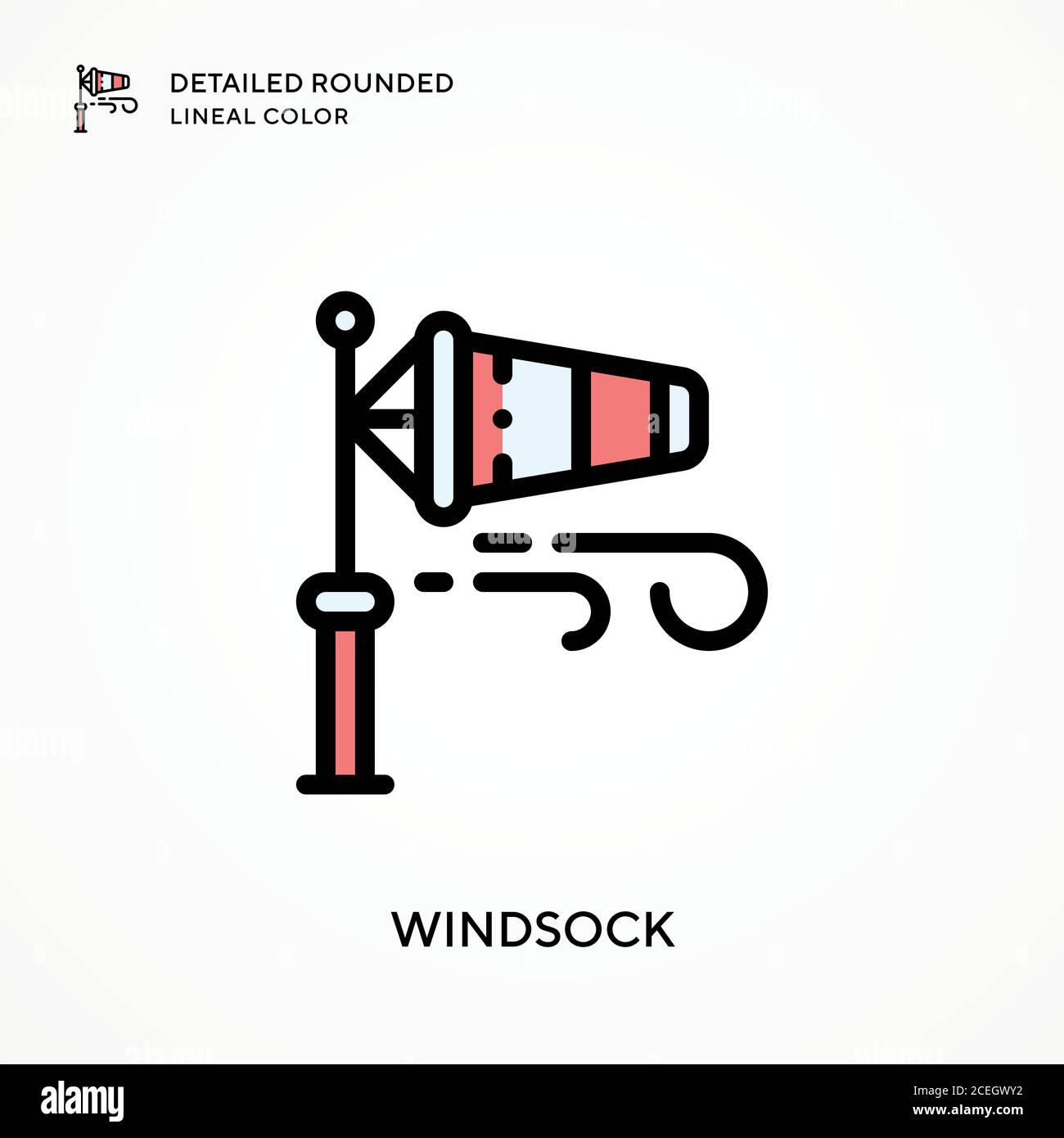 Windsock detailed rounded lineal color. Modern vector illustration